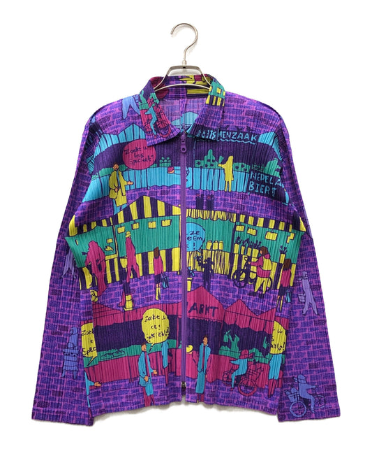 [Pre-owned] PLEATS PLEASE Pleated jacket with all over pattern pp63-jc681