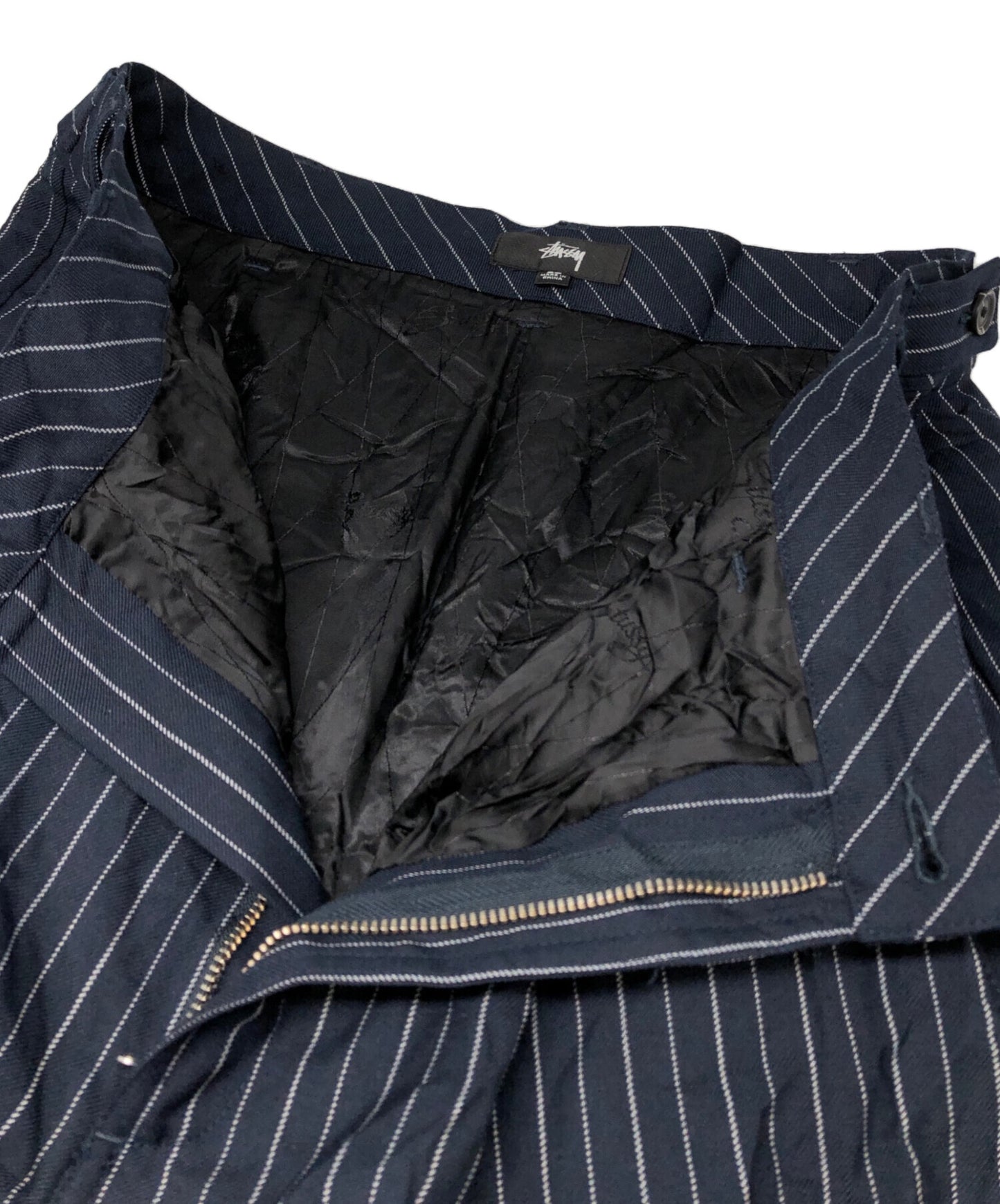 [Pre-owned] stussy VOLUME PLEATED SHORT WRINKLED STRIPE