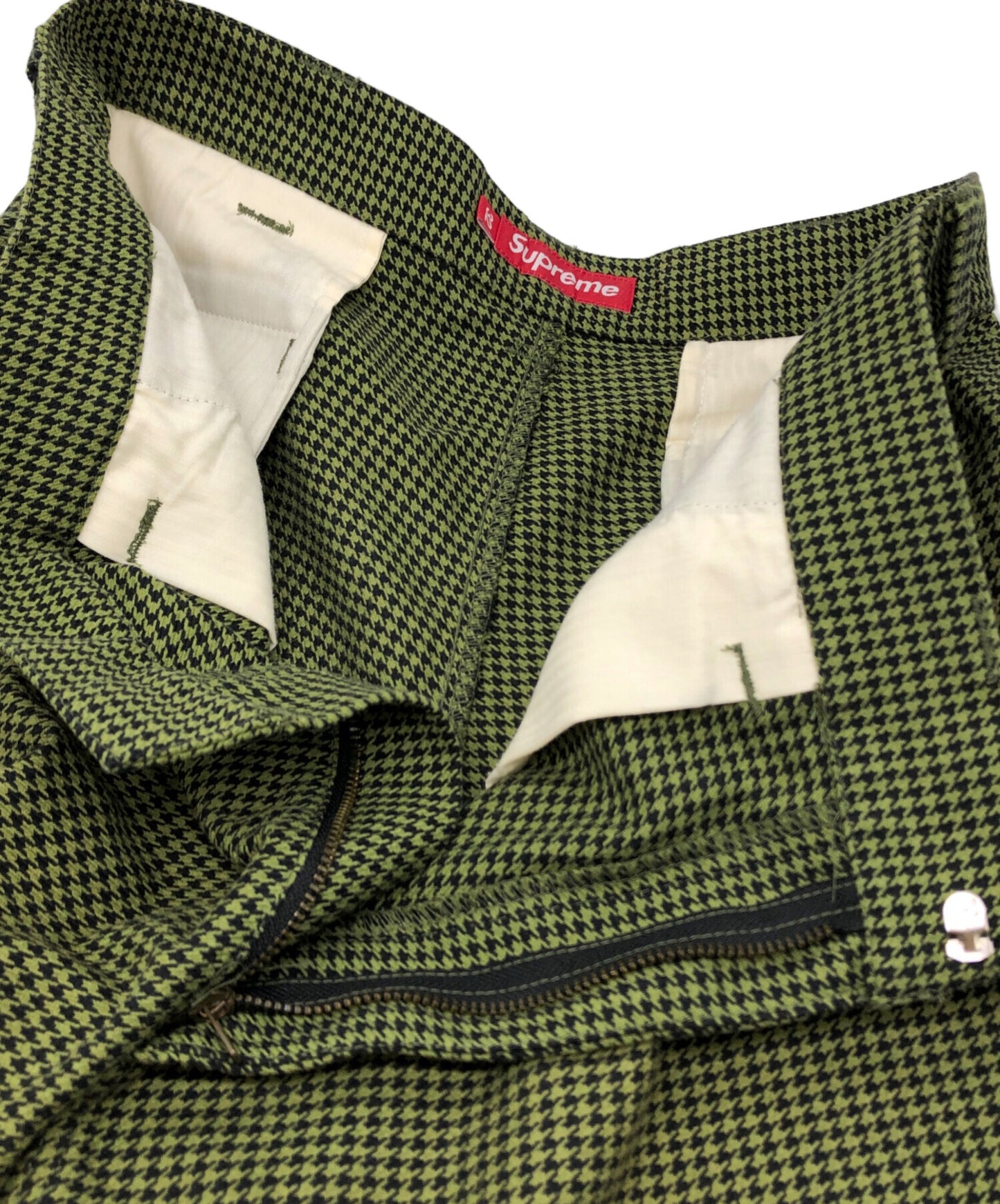 [Pre-owned] SUPREME Work Short "Olive Houndstooth"