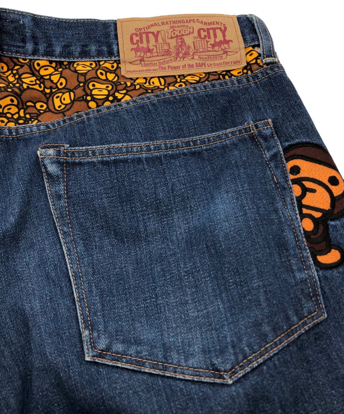 [Pre-owned] A BATHING APE Milo Embroidered Denim Pants