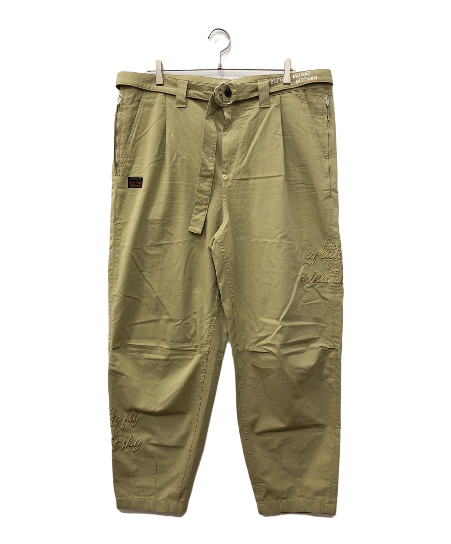 [Pre-owned] EVISU Loose-Fit Pants with Family Crest and Slogan Embroidery