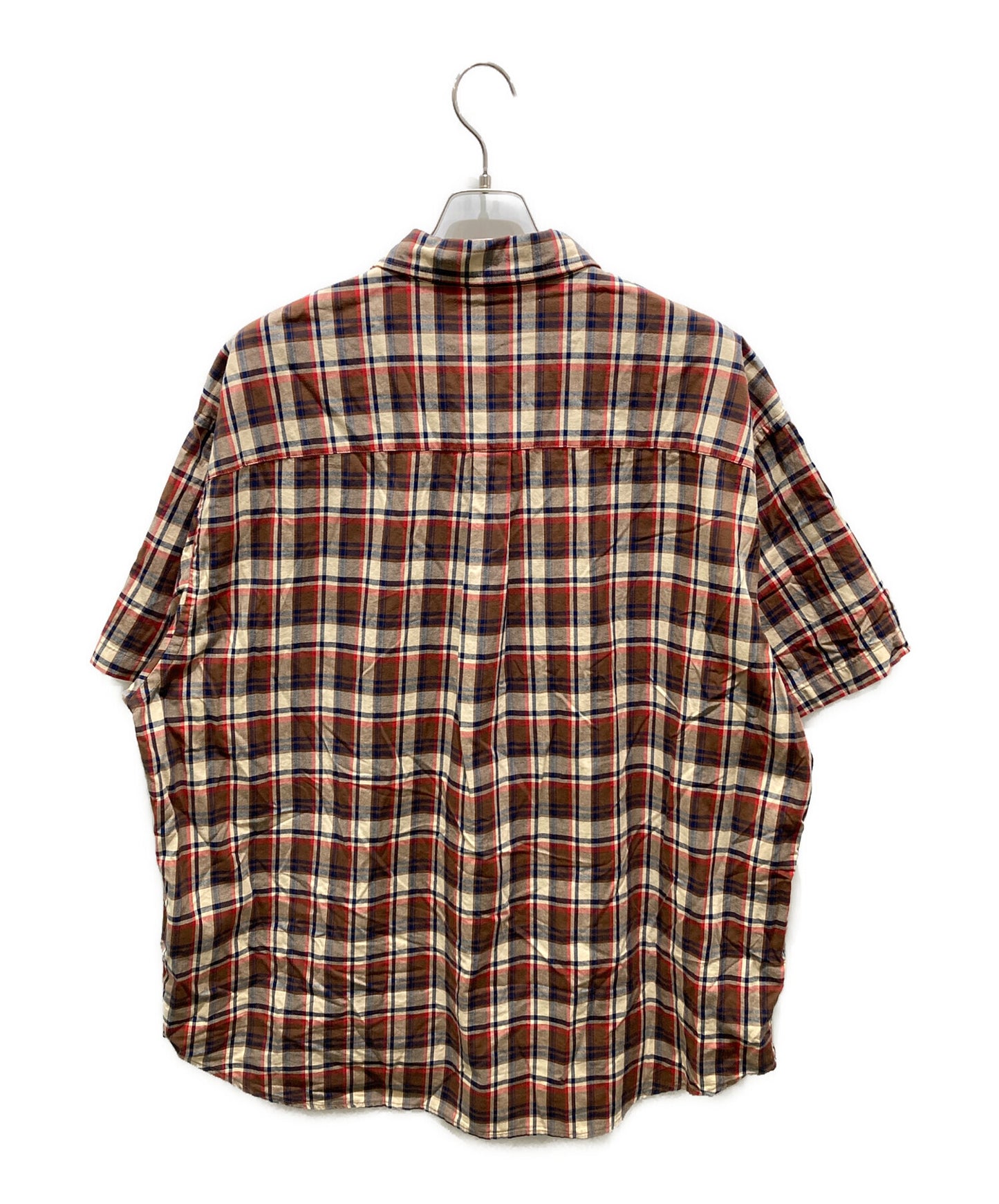 [Pre-owned] A BATHING APE Mini Ape Head Check Loose Fit S/S Shirt 001SRJ301001M 001SRJ301001M