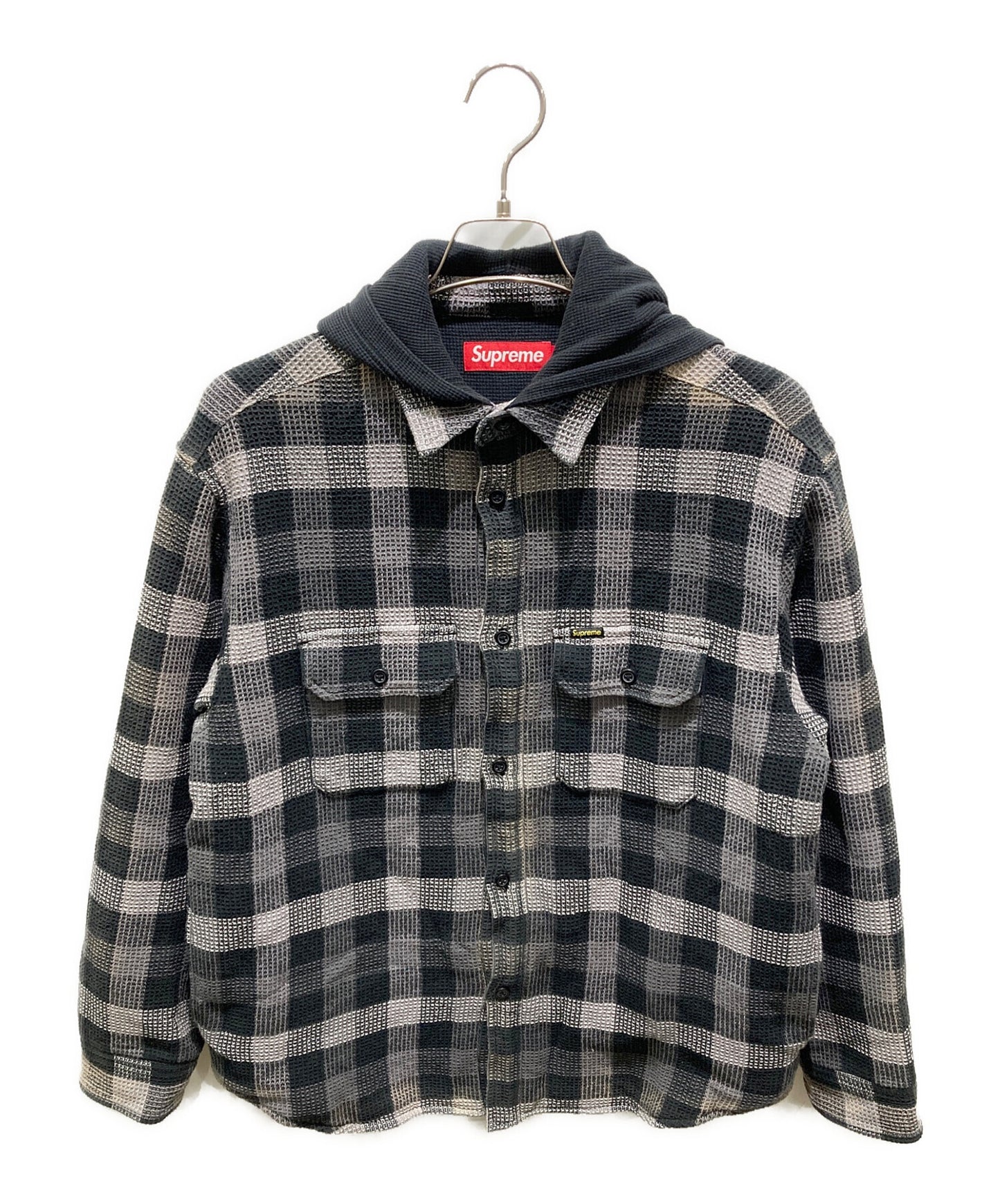 [Pre-owned] SUPREME Waffle Plaid Hooded Shirt