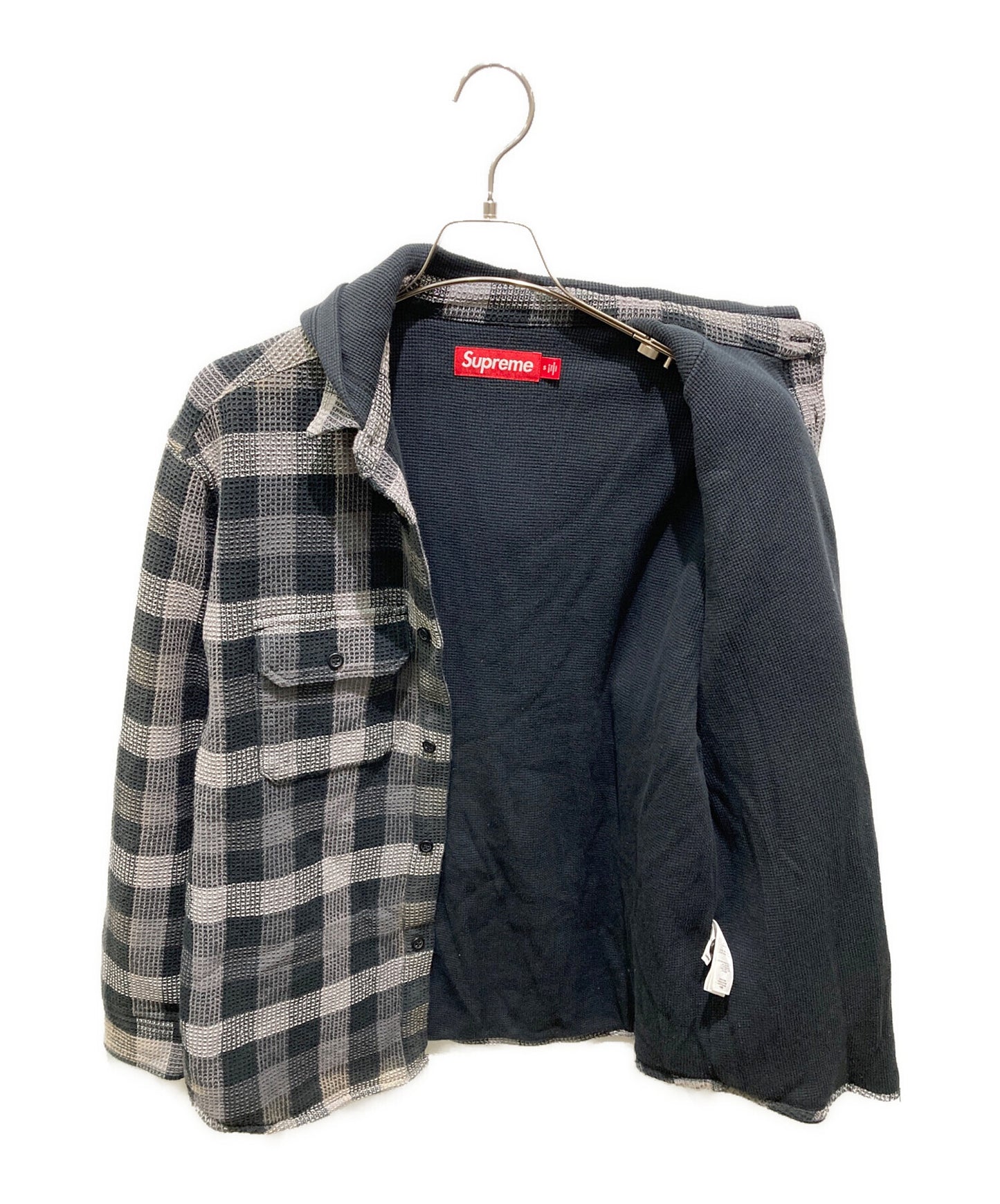 [Pre-owned] SUPREME Waffle Plaid Hooded Shirt