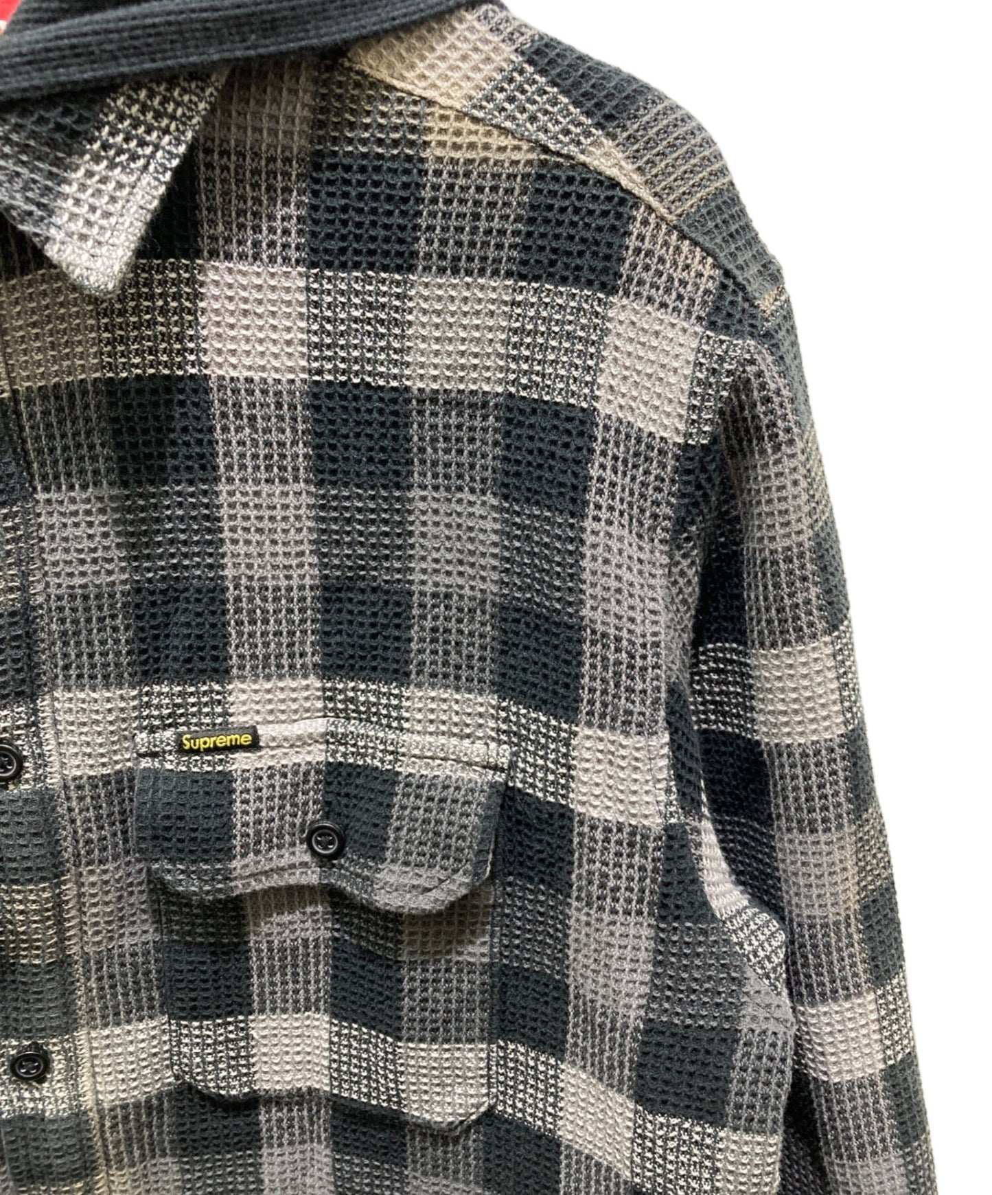 [Pre-owned] SUPREME Waffle Plaid Hooded Shirt