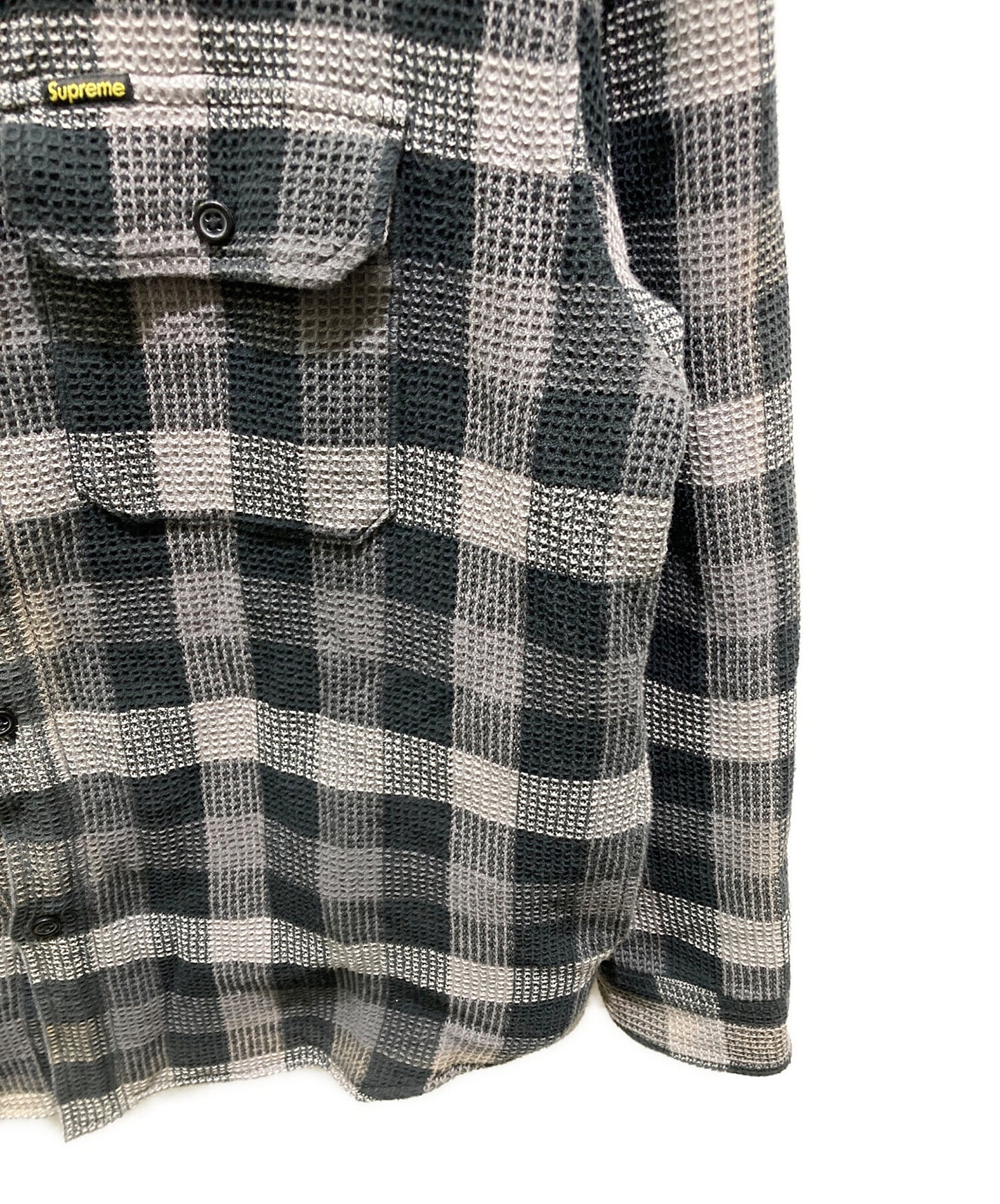[Pre-owned] SUPREME Waffle Plaid Hooded Shirt