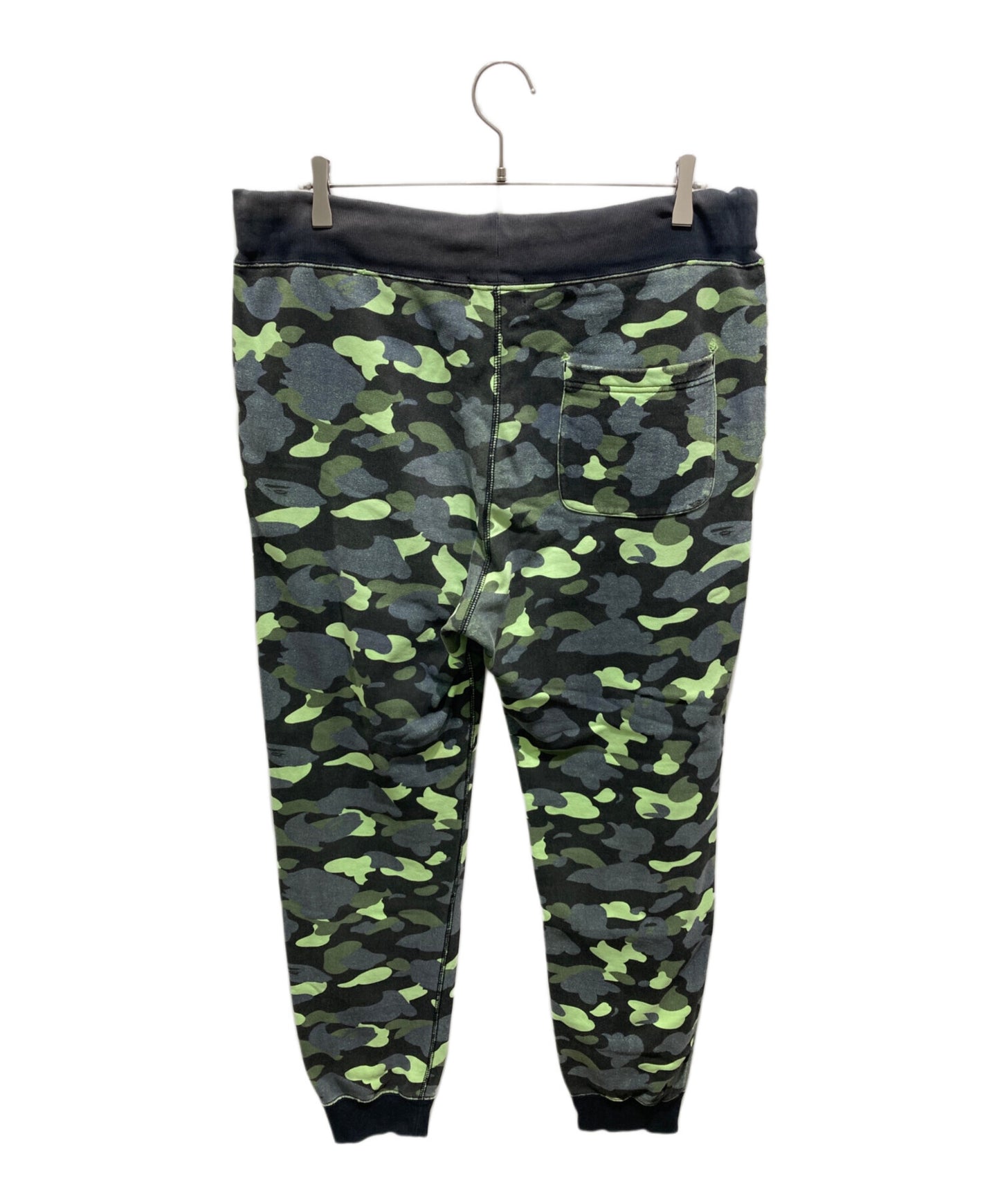 [Pre-owned] A BATHING APE Neon 1st Camo Sweatpants Green/Black 001pta801018x