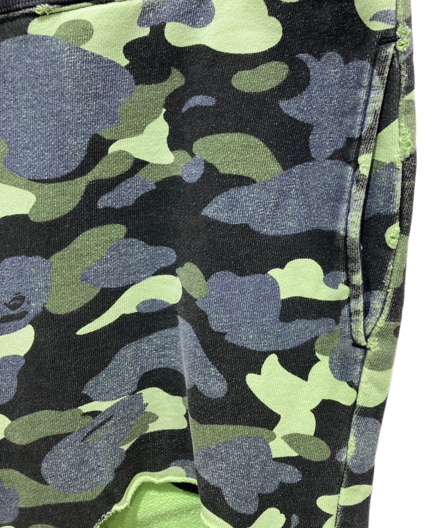 [Pre-owned] A BATHING APE Neon 1st Camo Sweatpants Green/Black 001pta801018x
