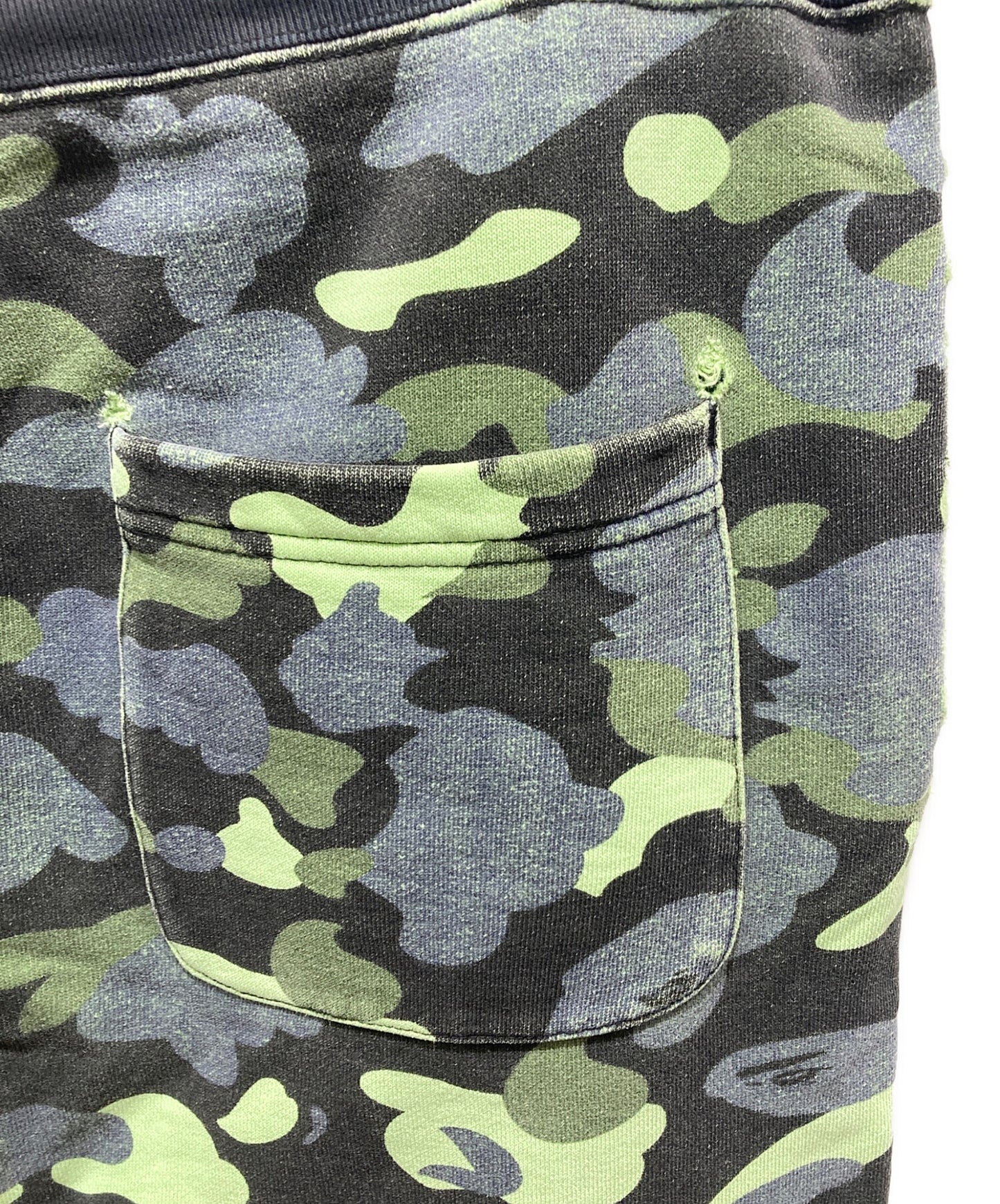 [Pre-owned] A BATHING APE Neon 1st Camo Sweatpants Green/Black 001pta801018x