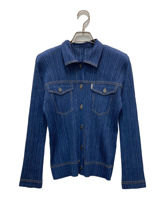 [Pre-owned] PLEATS PLEASE Denim Print Pleated Jacket PP75-JD021