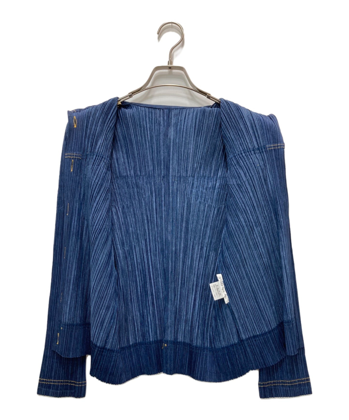 [Pre-owned] PLEATS PLEASE Denim Print Pleated Jacket PP75-JD021