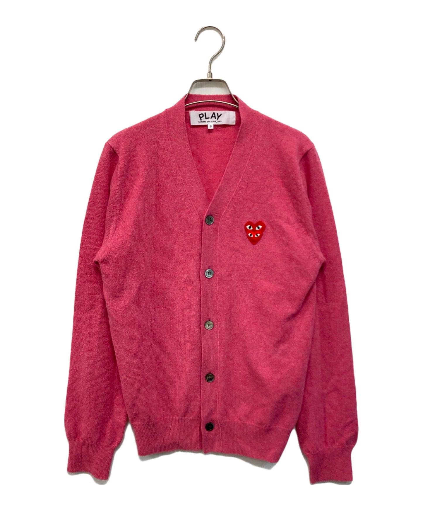 [Pre-owned] PLAY COMME des GARCONS DOUBLE RED HEART MENS V NECK CARDIGAN AZ-N076