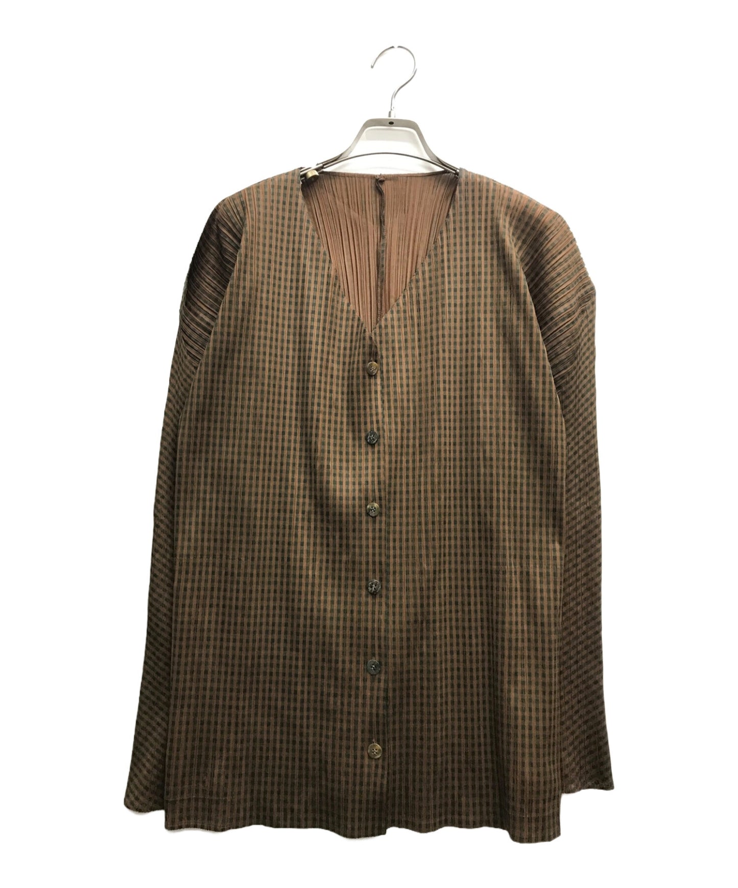 [Pre-owned] PLEATS PLEASE checked cardigan PP54-JD646