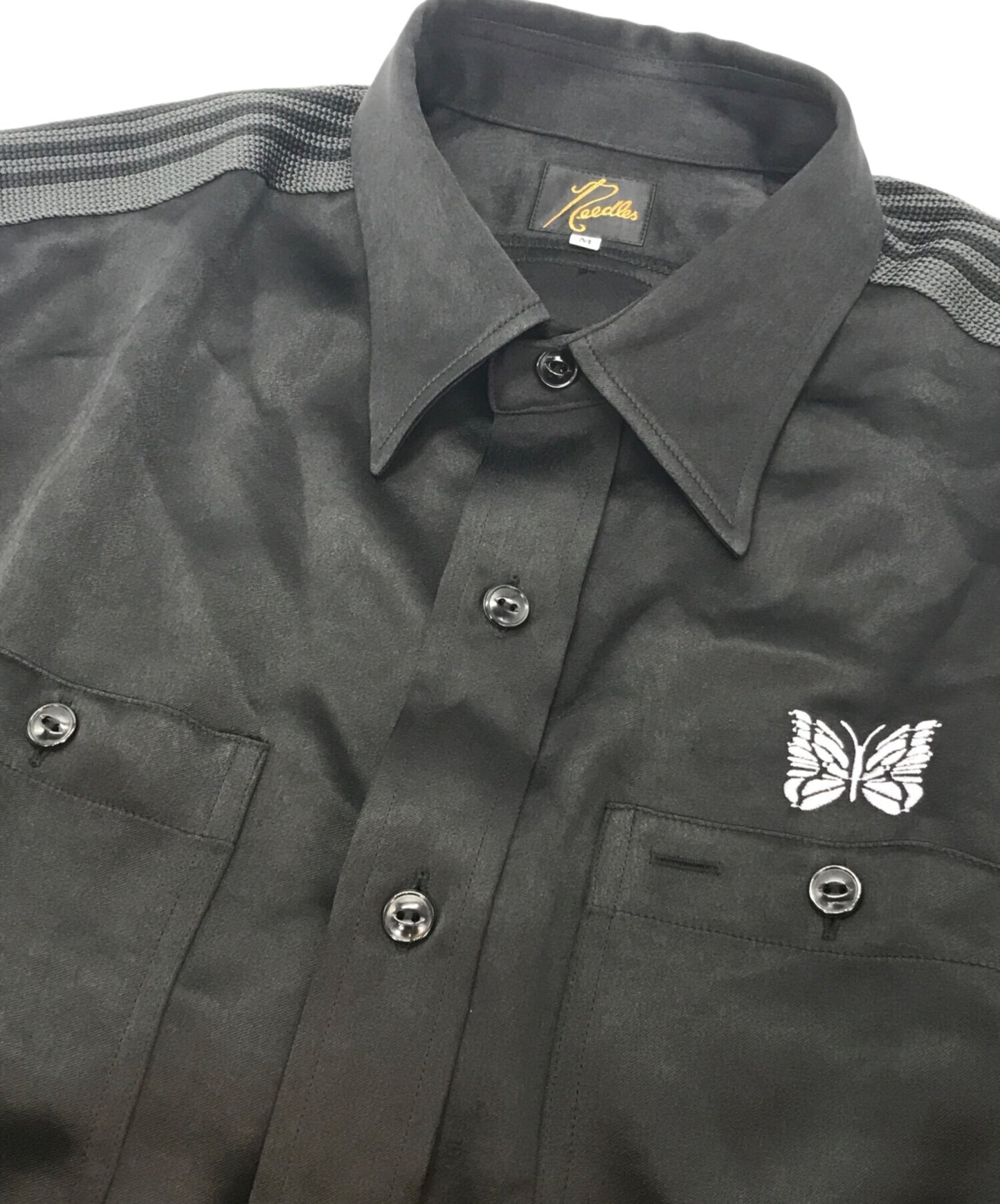 [Pre-owned] Needles S/S Work Shirt Poly Sateen Work Shirt Poly Satin Shirt Short Sleeve Shirt OT1660