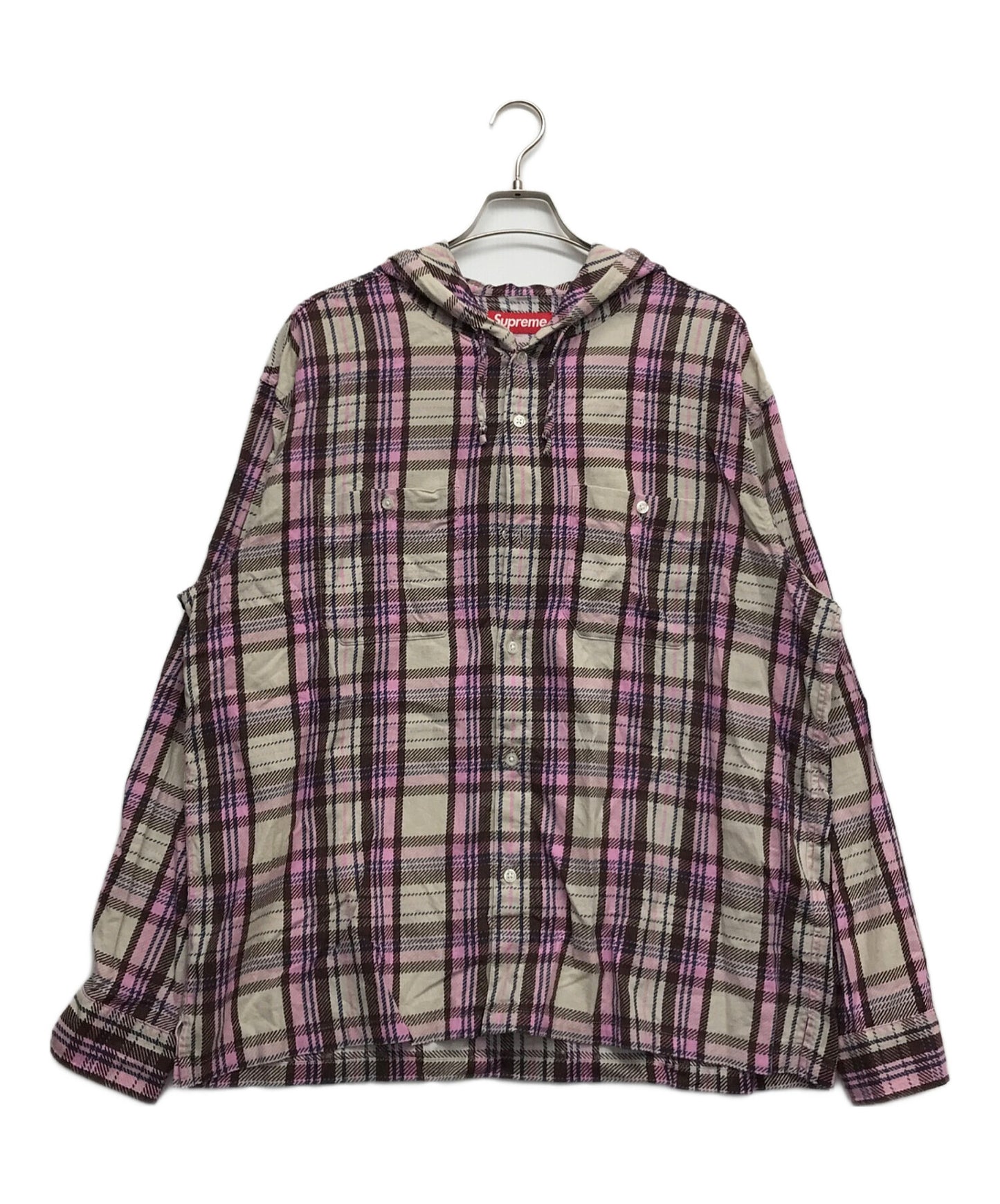 [Pre-owned] SUPREME Printed Hooded Flannel Shirt Long Sleeve Shirt Shirt