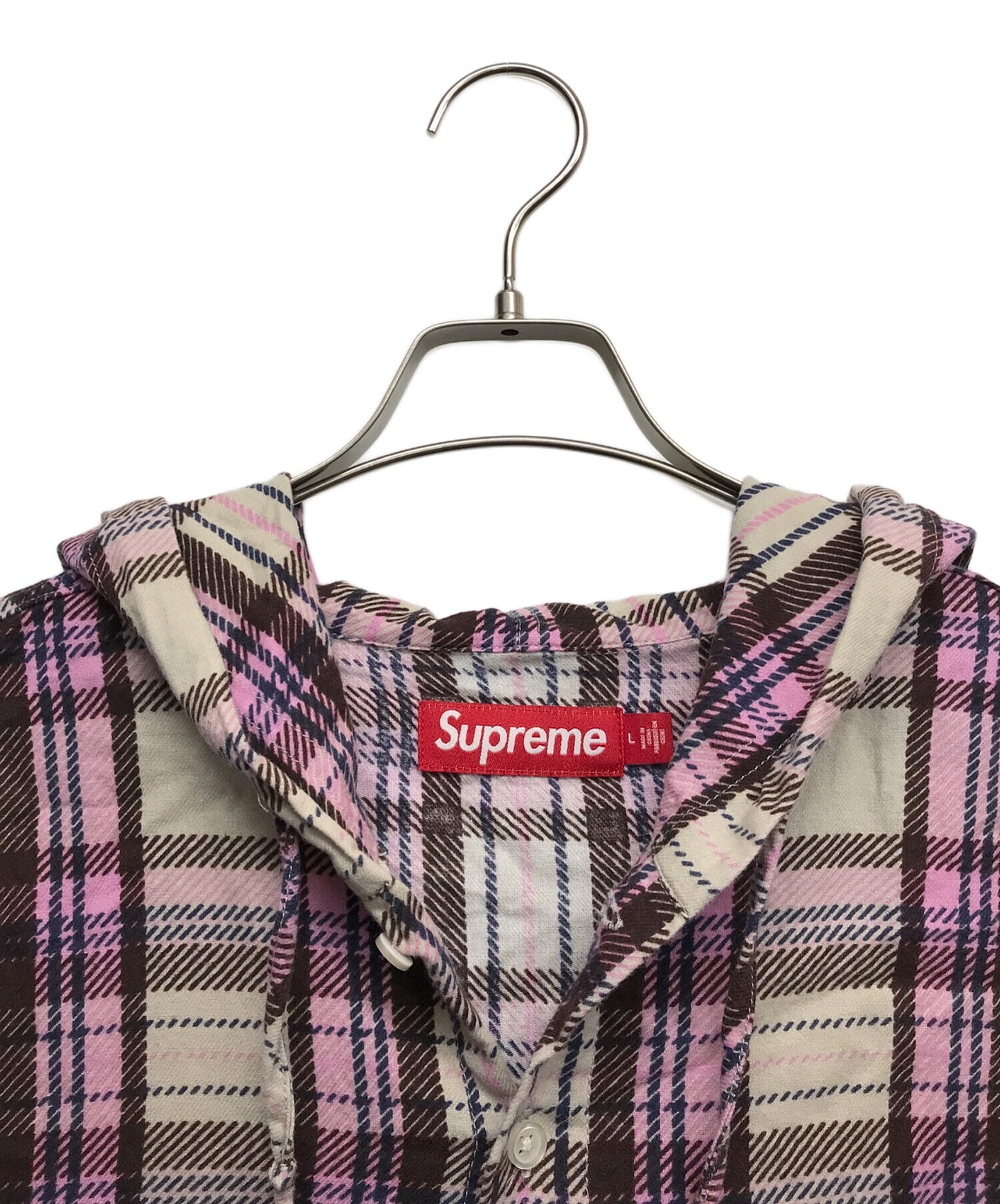[Pre-owned] SUPREME Printed Hooded Flannel Shirt Long Sleeve Shirt Shirt