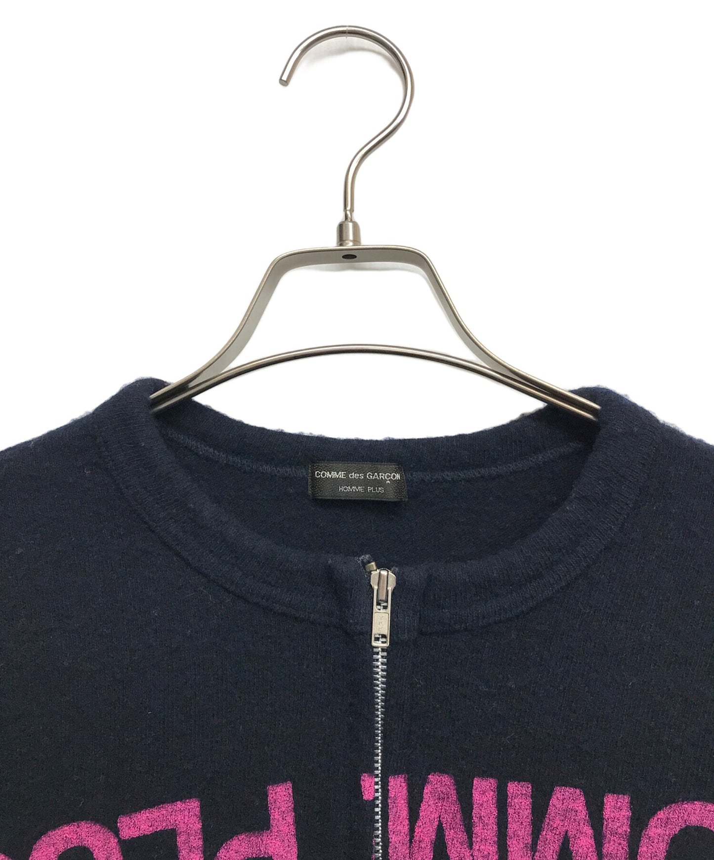 [Pre-owned] COMME des GARCONS HOMME PLUS Woolen Shrunken Reversed Logo Zip Knit Knit Hoodie PT040440