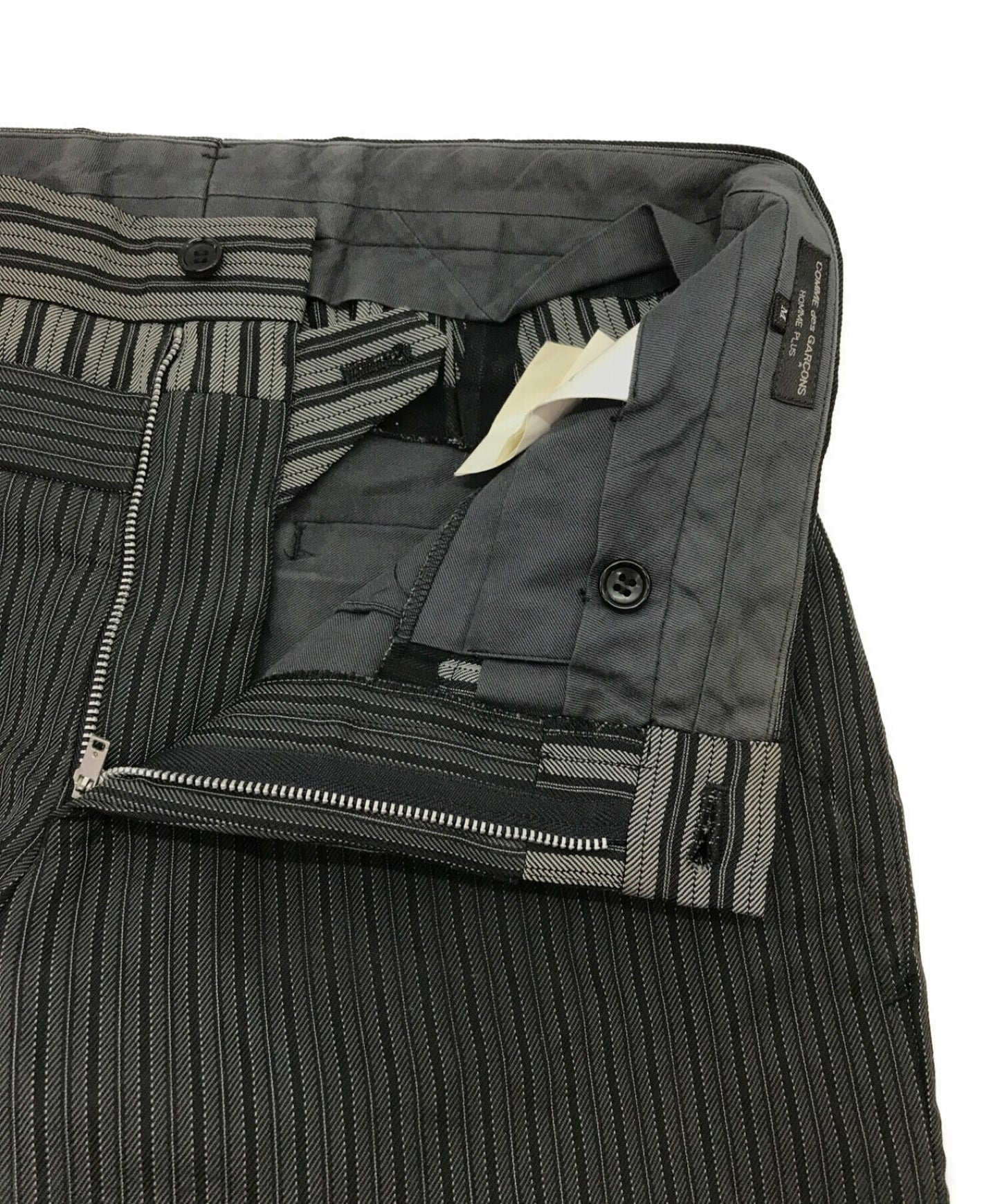 [Pre-owned] COMME des GARCONS HOMME PLUS AD2002 Striped Poly Shrunken Layered Pants Tapered Pants Icon PI-P019