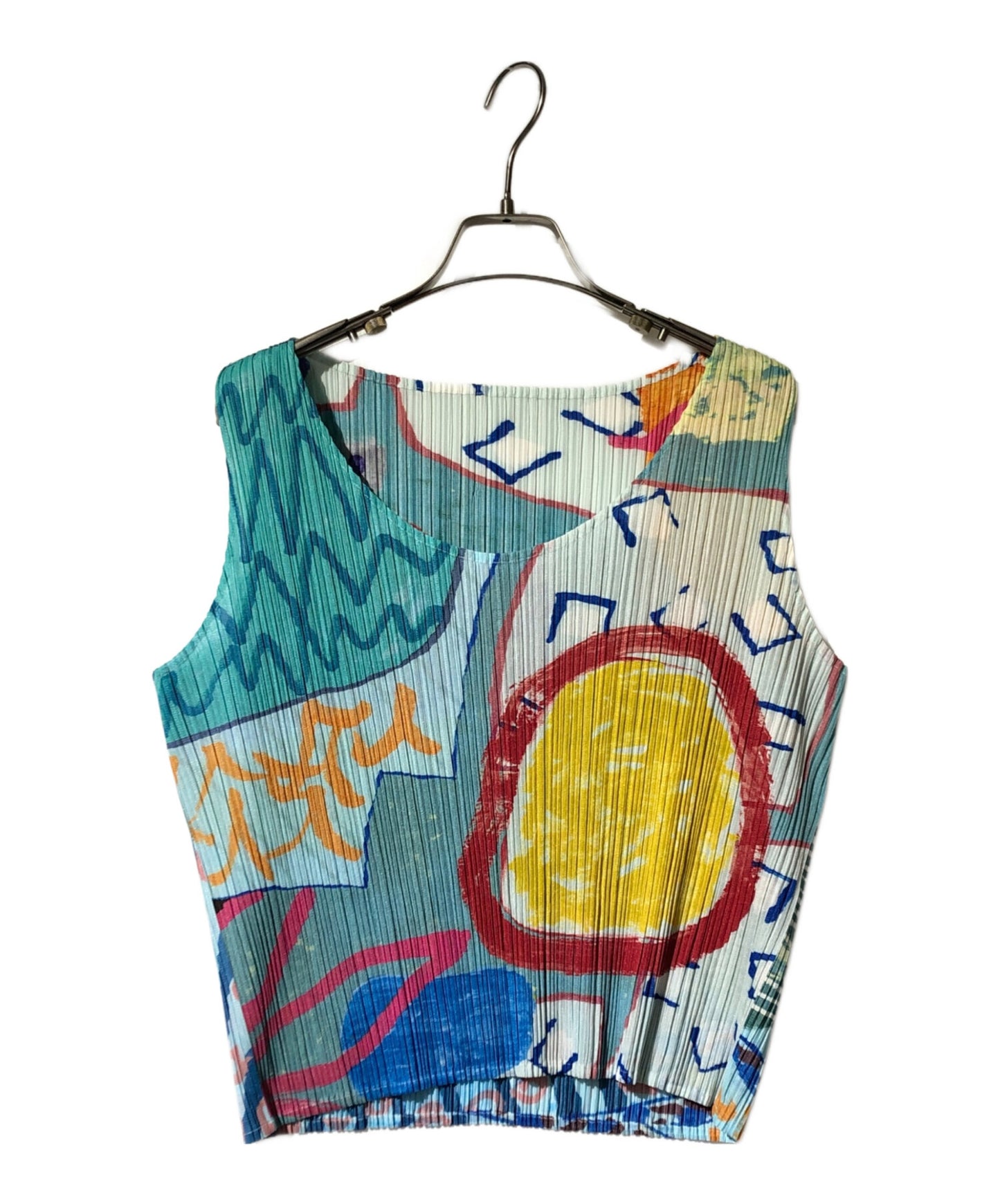 [Pre-owned] PLEATS PLEASE Sleeveless pleated blouse with all-over pattern PP12-JK411