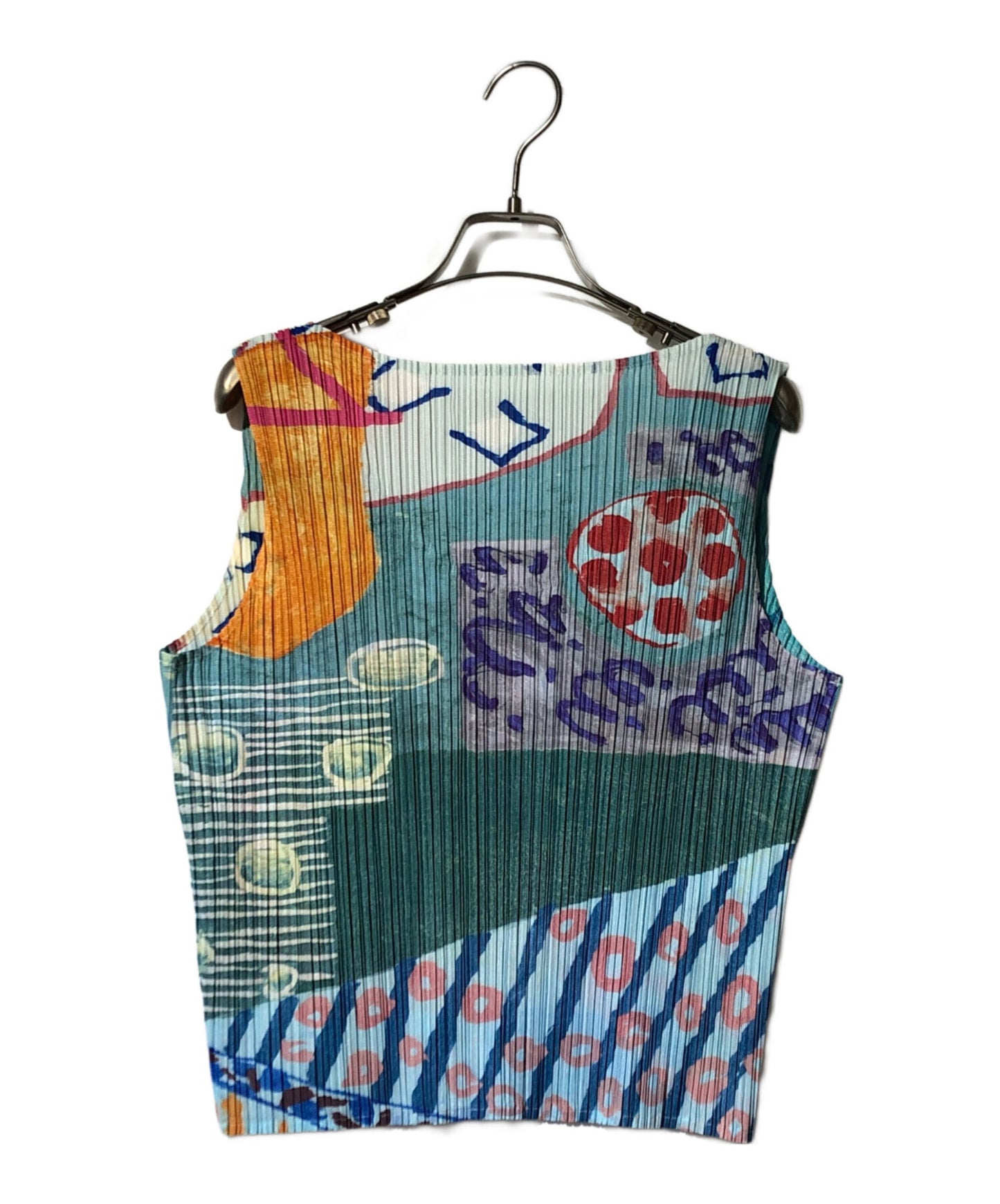 [Pre-owned] PLEATS PLEASE Sleeveless pleated blouse with all-over pattern PP12-JK411