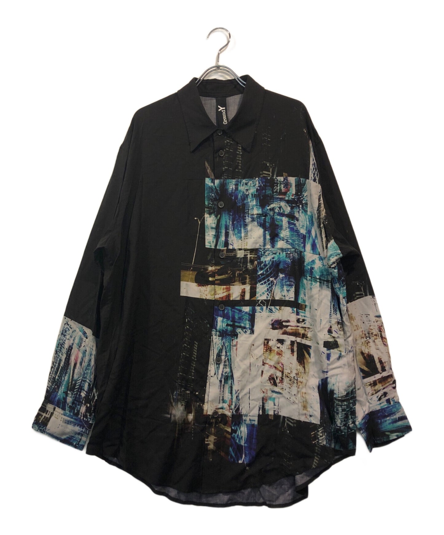 [Pre-owned] GROUND Y Graphic Rayon Shirt GF-B02-210