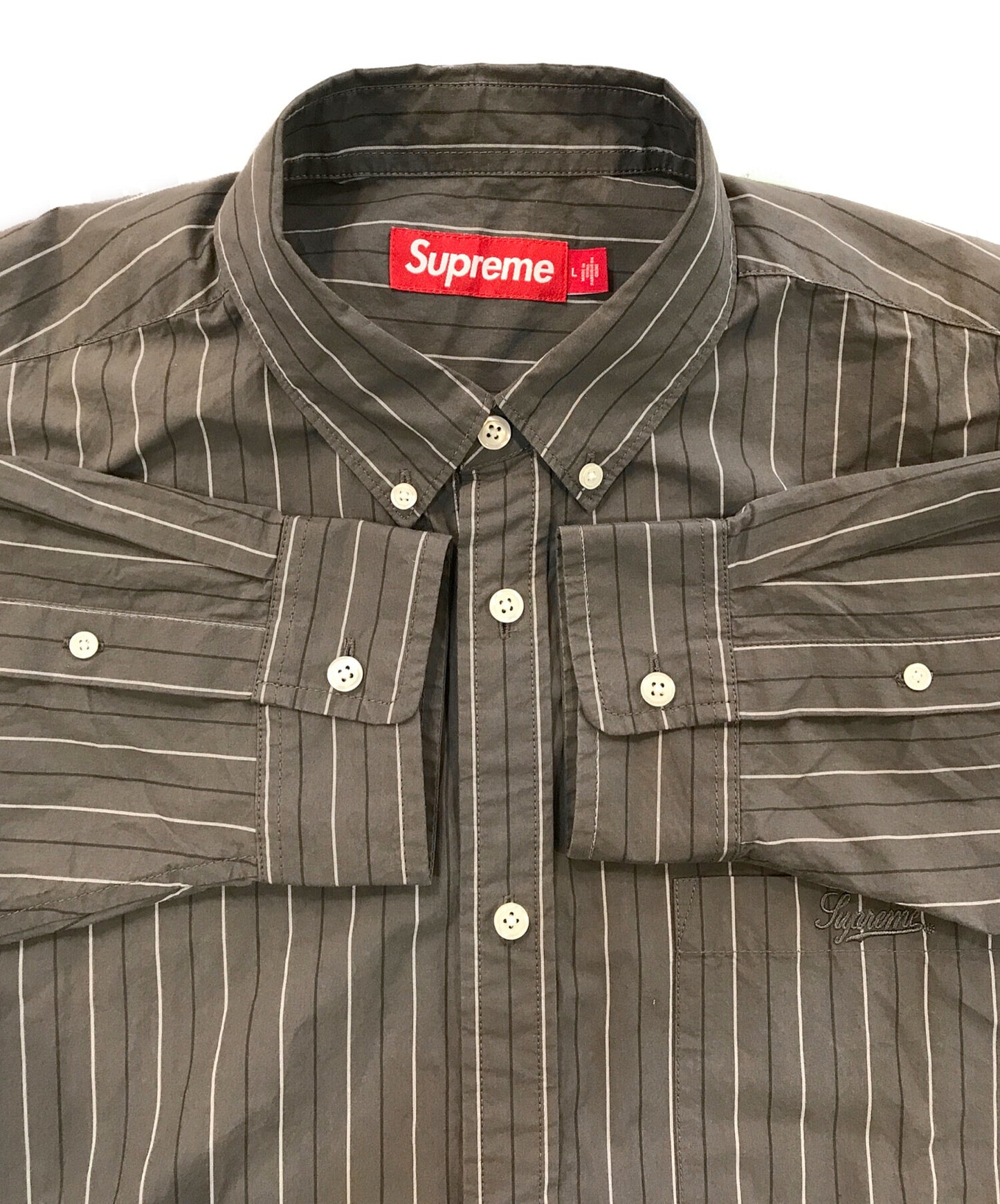 [Pre-owned] SUPREME Loose Fit Stripe Shirt