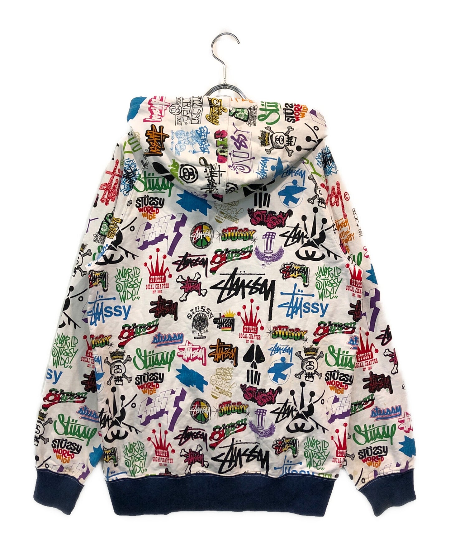[Pre-owned] stussy Logo-printed zip parka of successive generations