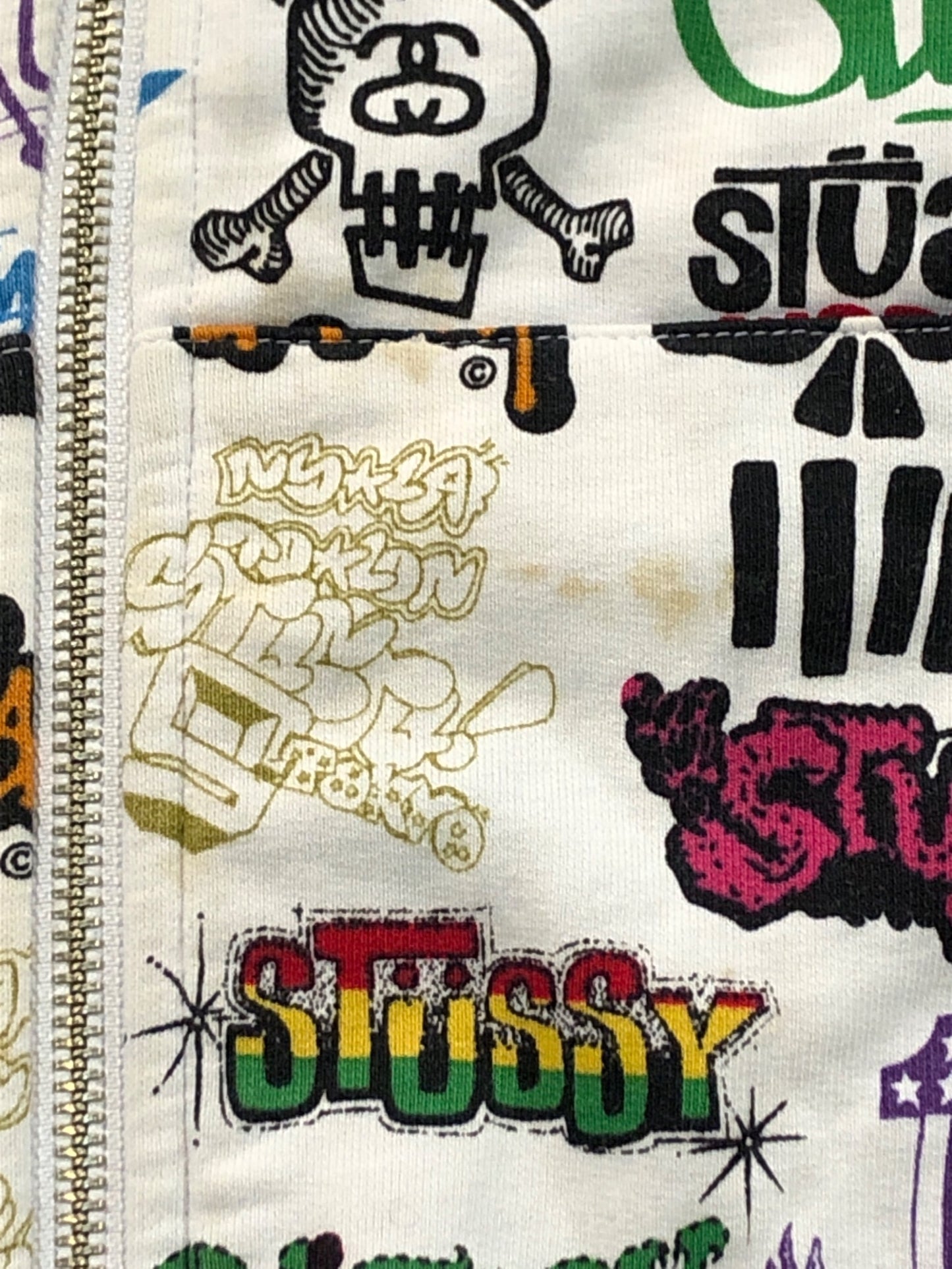 [Pre-owned] stussy Logo-printed zip parka of successive generations