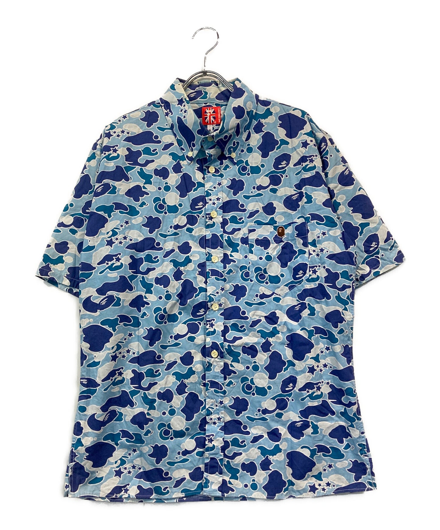 [Pre-owned] A BATHING APE Blue monkey camo short sleeve shirt