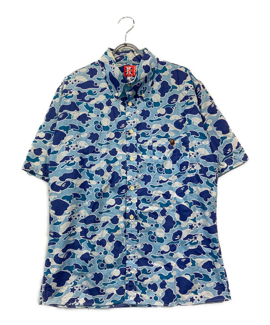 [Pre-owned] A BATHING APE Blue monkey camo short sleeve shirt