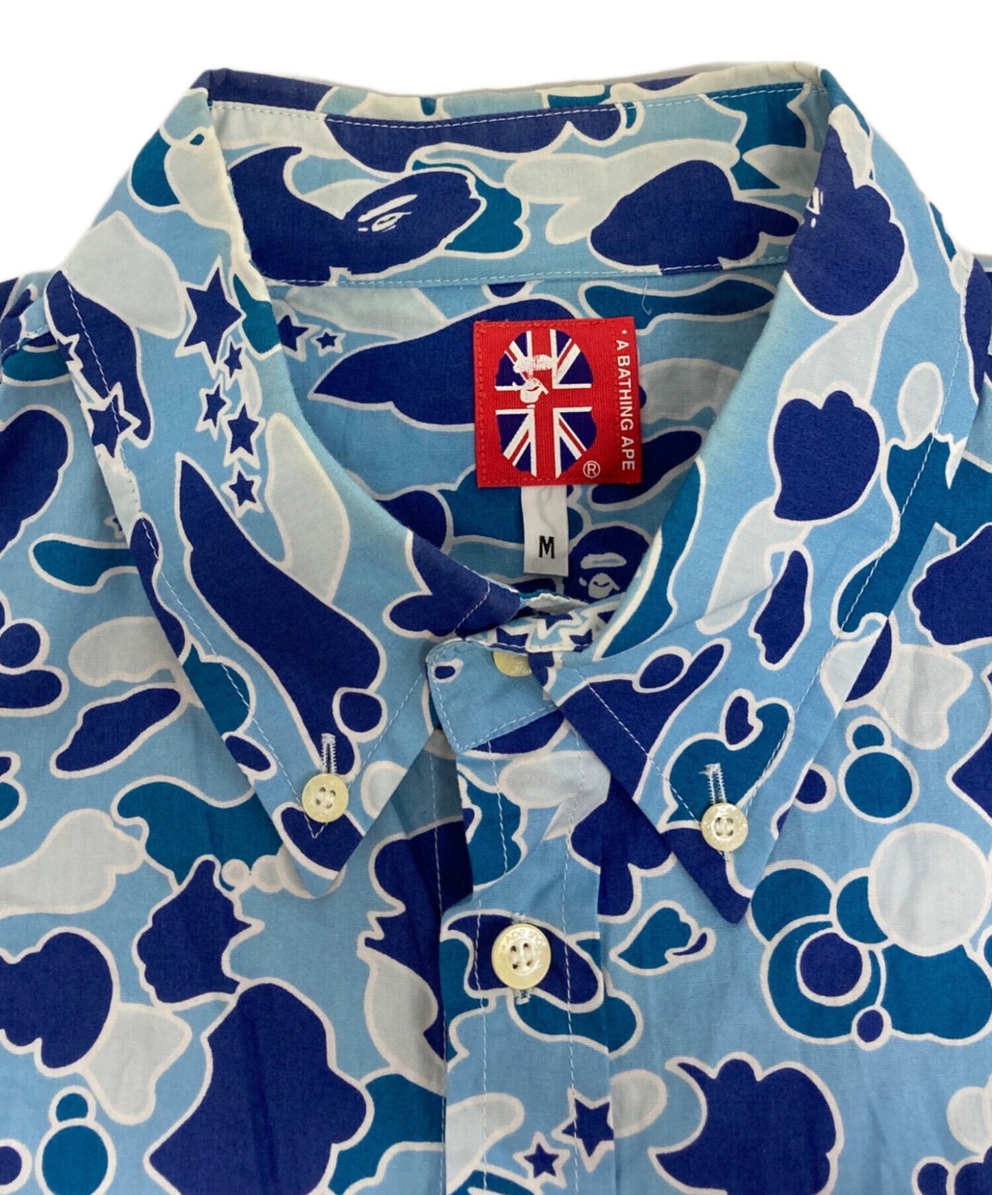 [Pre-owned] A BATHING APE Blue monkey camo short sleeve shirt