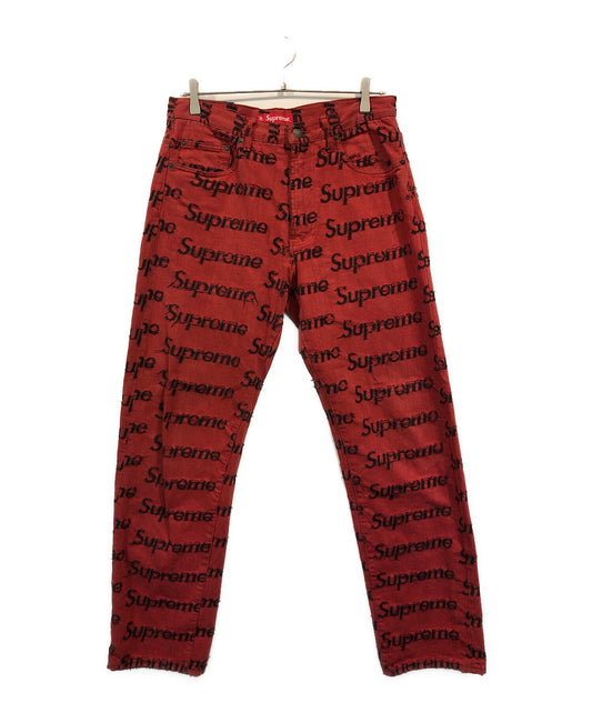 [Pre-owned] SUPREME Fray logo regular jeans "Red".