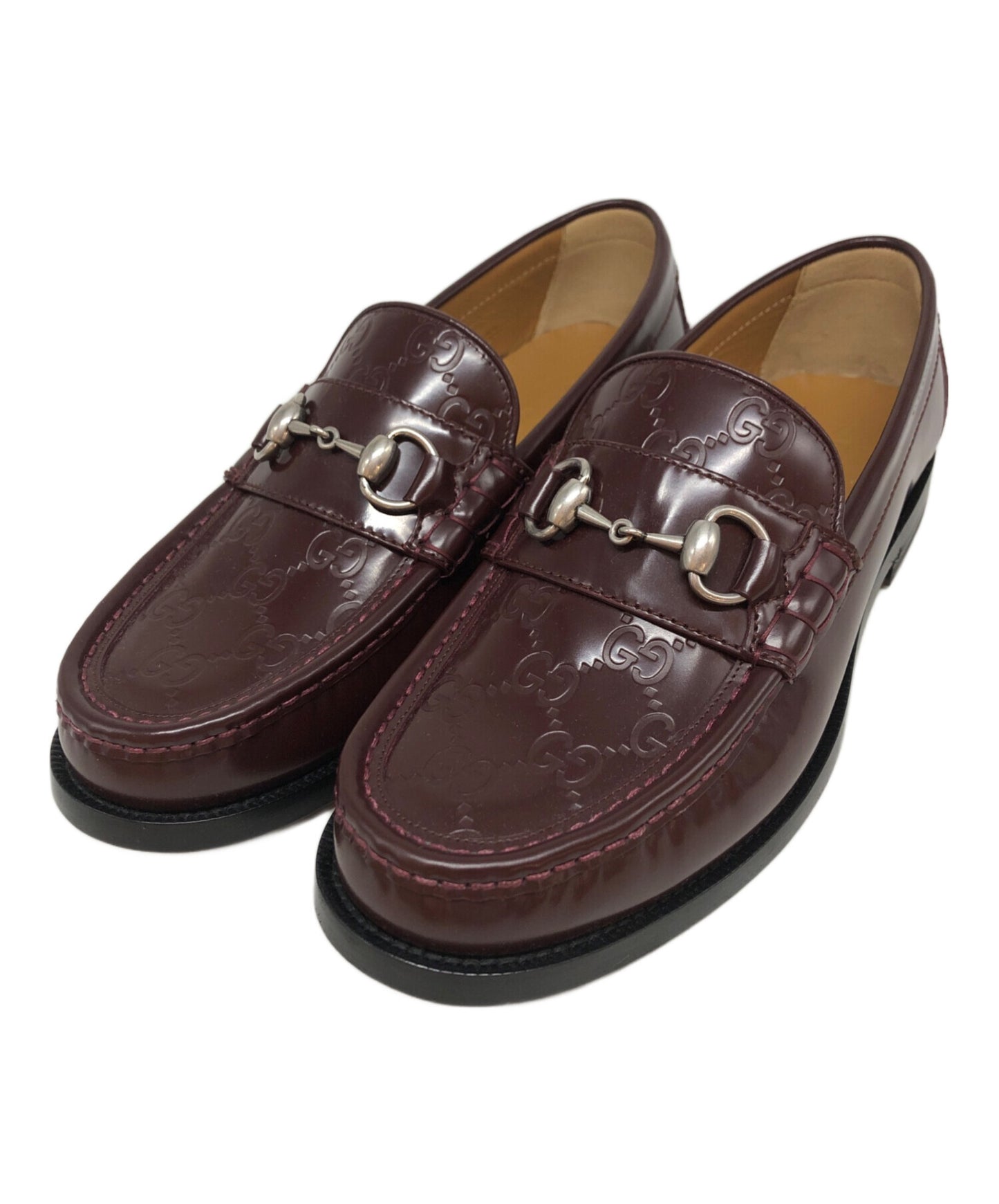 [Pre-owned] GUCCI GG Leather Horsebit Loafers 786426