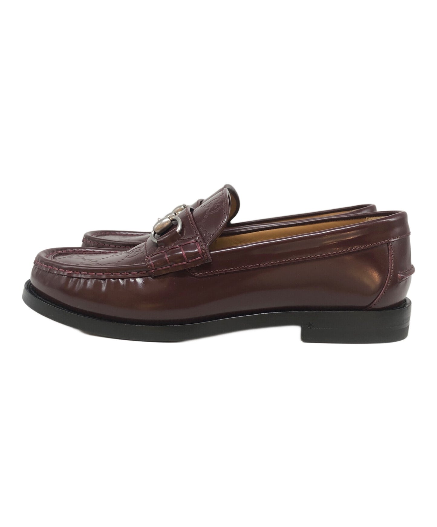 [Pre-owned] GUCCI GG Leather Horsebit Loafers 786426