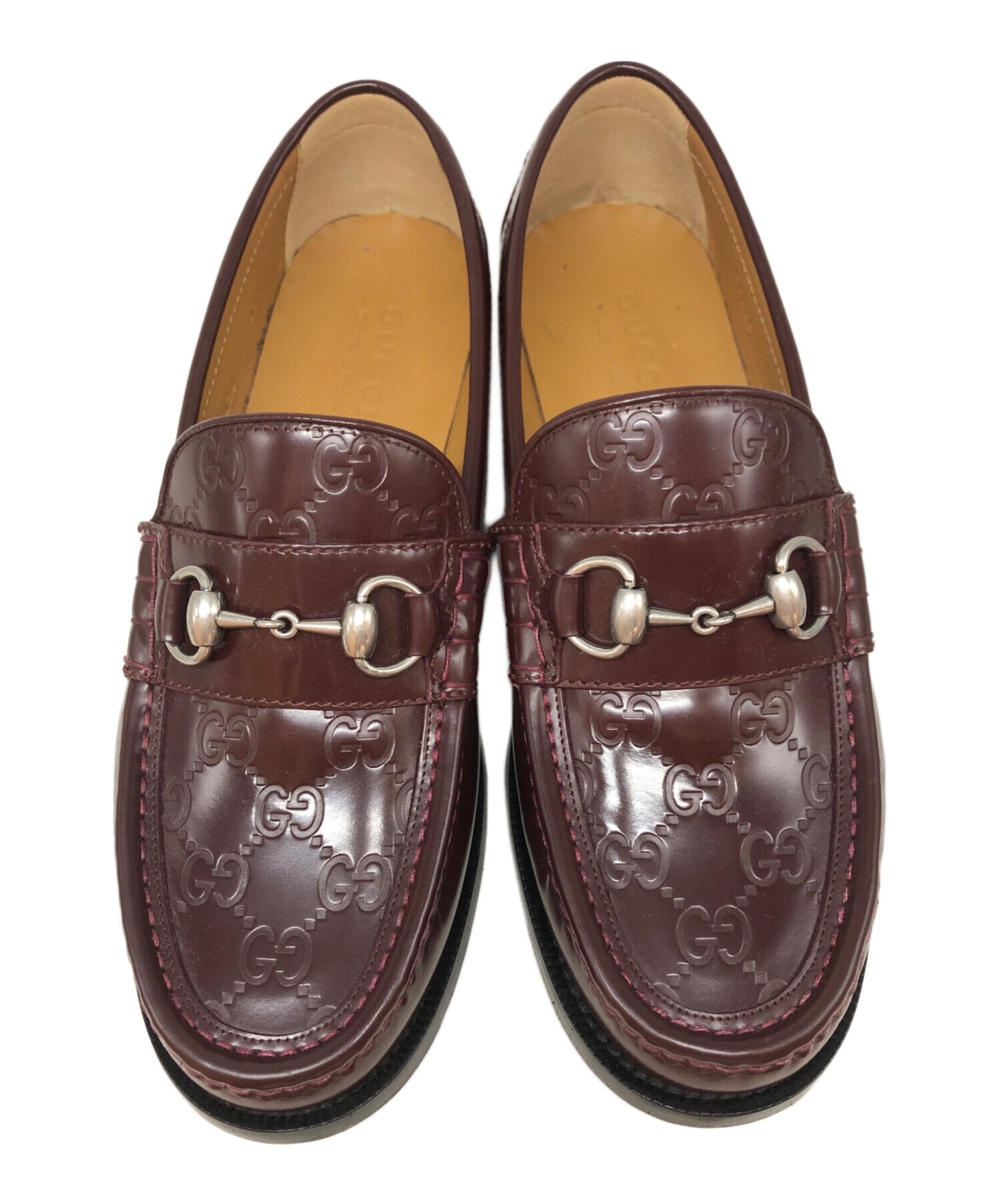 [Pre-owned] GUCCI GG Leather Horsebit Loafers 786426
