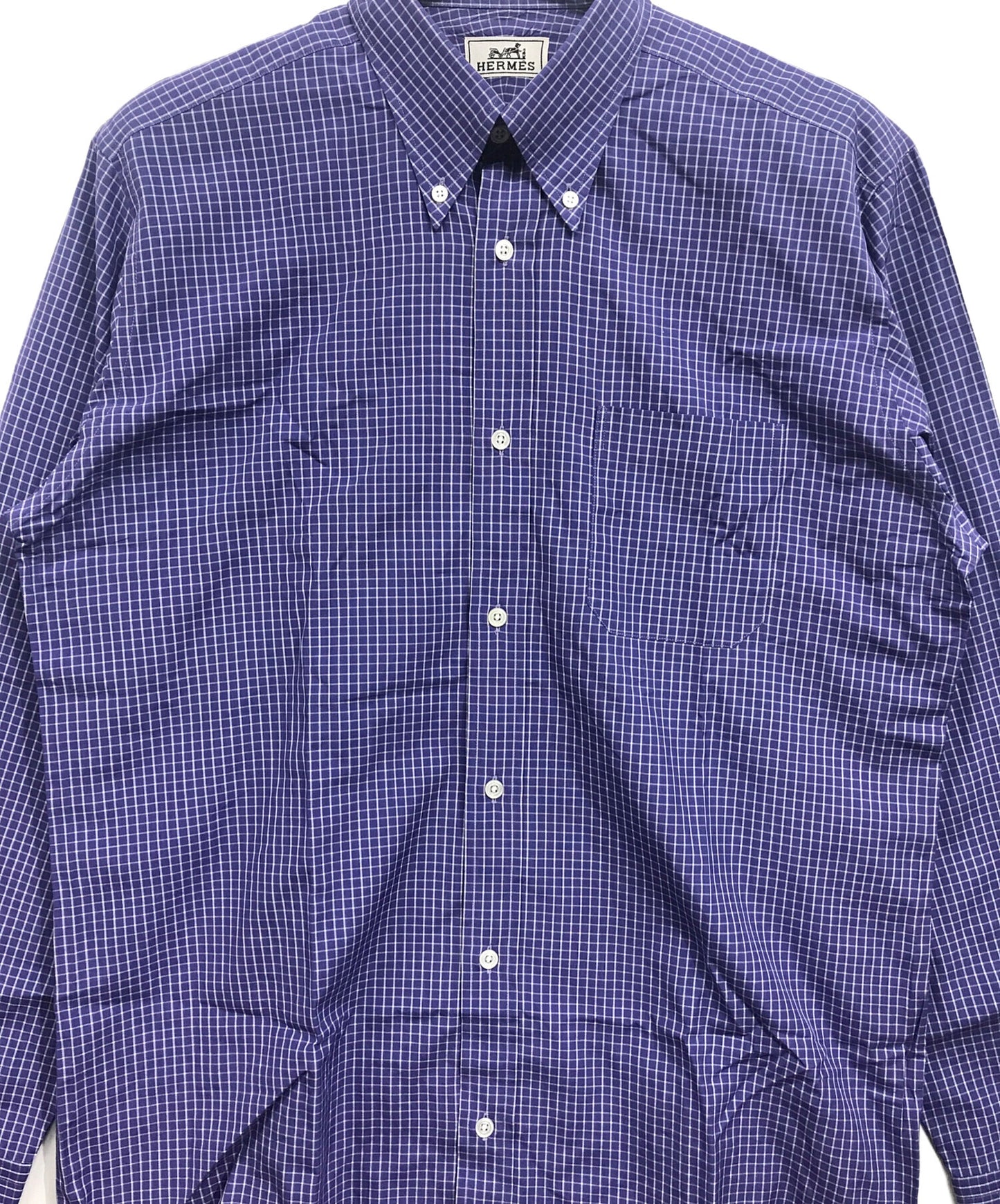 [Pre-owned] HERMES serie button check dress shirt