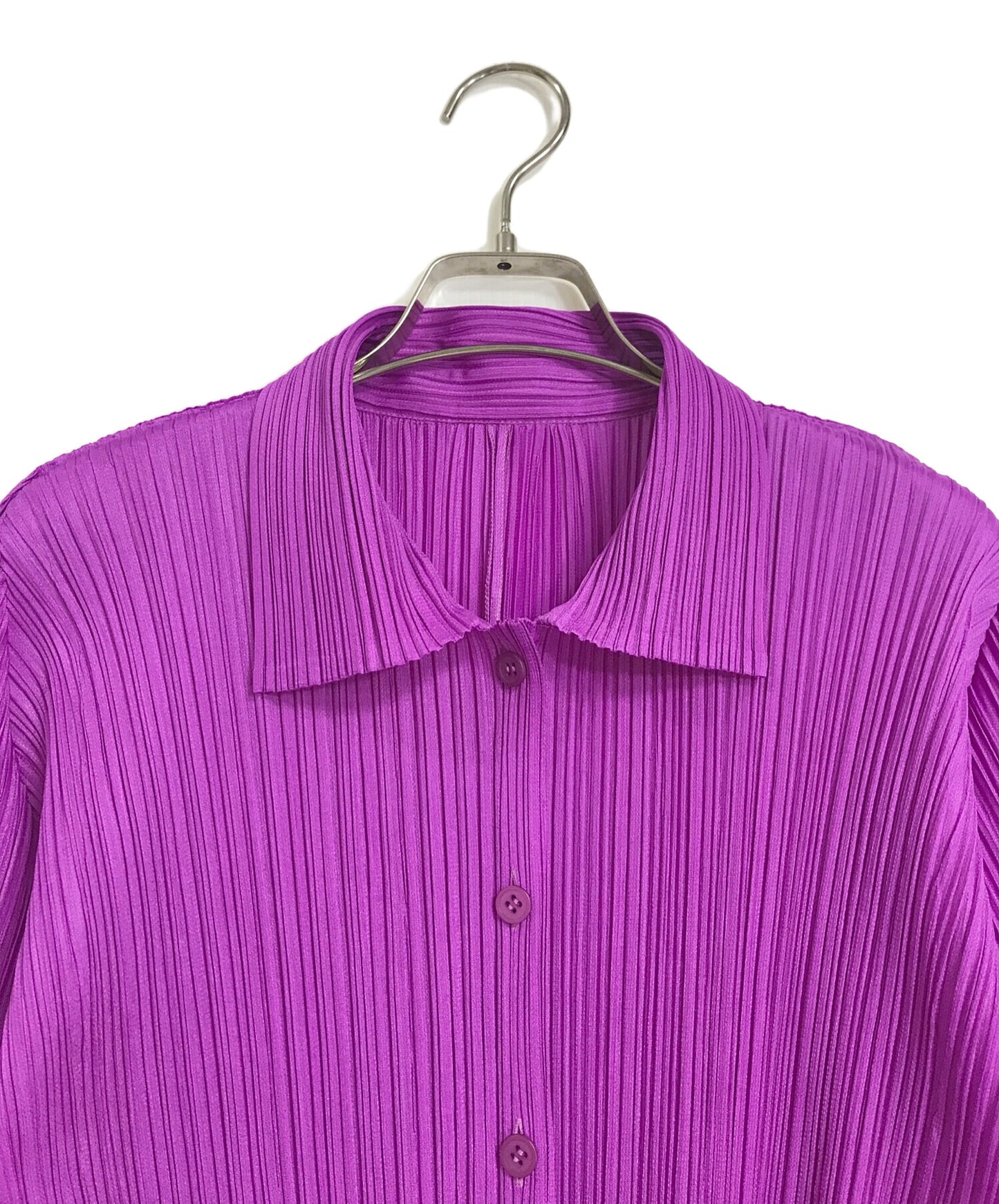 [Pre-owned] PLEATS PLEASE Pleated Shirt Cardigan / Long Sleeved Shirt / Purple PP23-JJ189