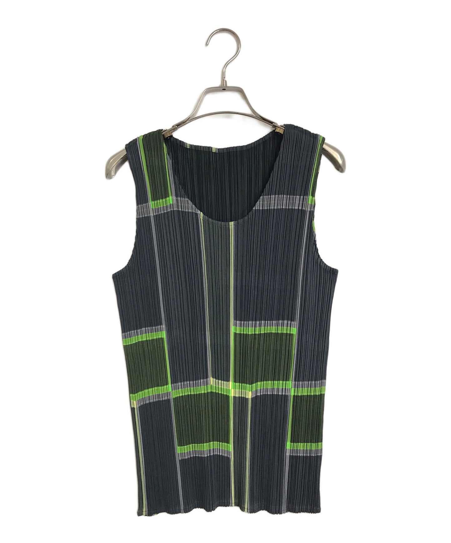 [Pre-owned] PLEATS PLEASE Block Check Pleated Sleeveless Cut & Sewn Multicolor Geometric Pattern Total Pattern Made in Japan 06 PP64JK541