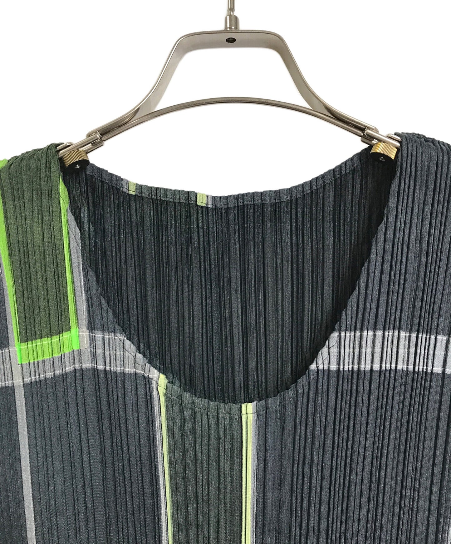 [Pre-owned] PLEATS PLEASE Block Check Pleated Sleeveless Cut & Sewn Multicolor Geometric Pattern Total Pattern Made in Japan 06 PP64JK541