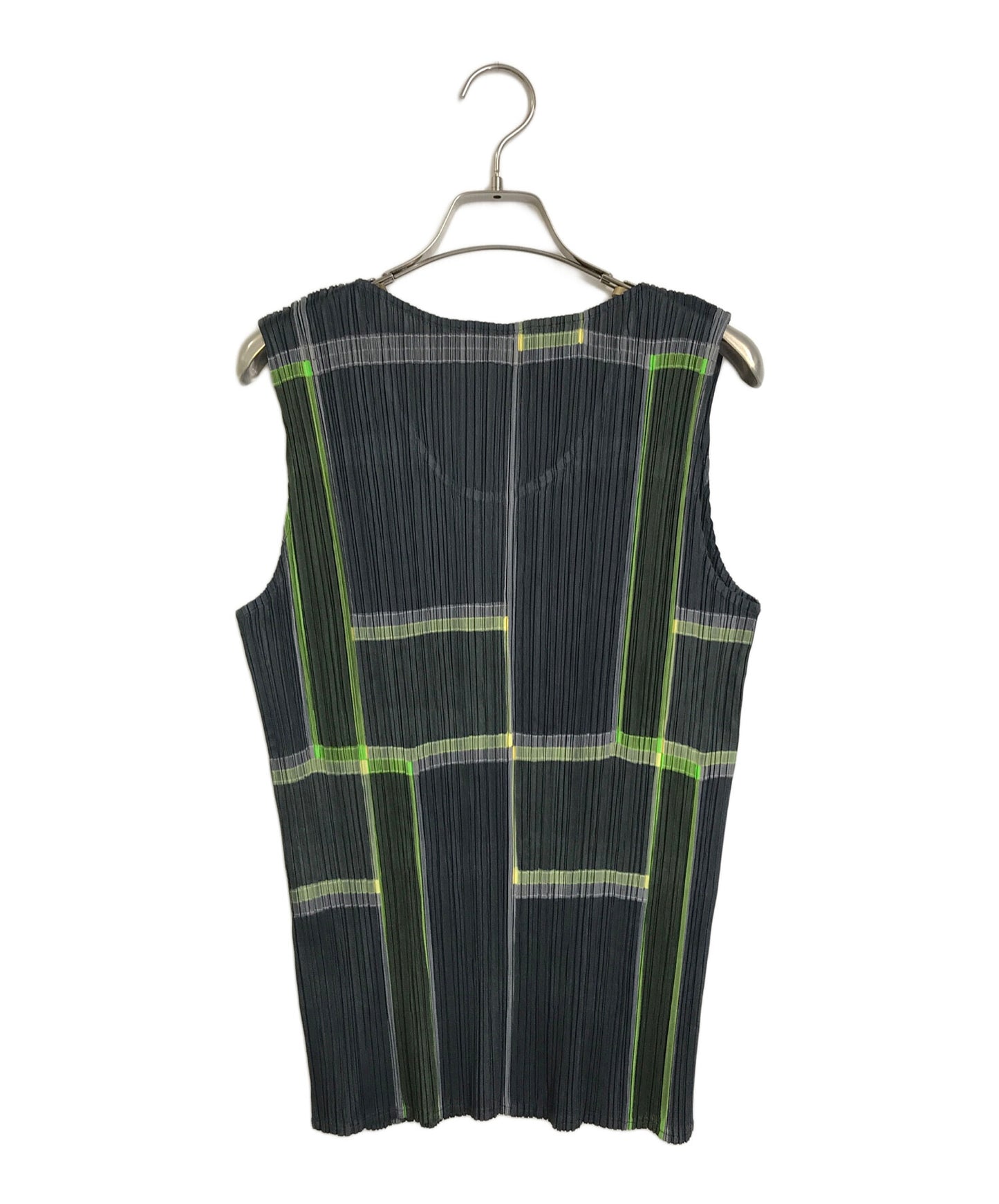 [Pre-owned] PLEATS PLEASE Block Check Pleated Sleeveless Cut & Sewn Multicolor Geometric Pattern Total Pattern Made in Japan 06 PP64JK541