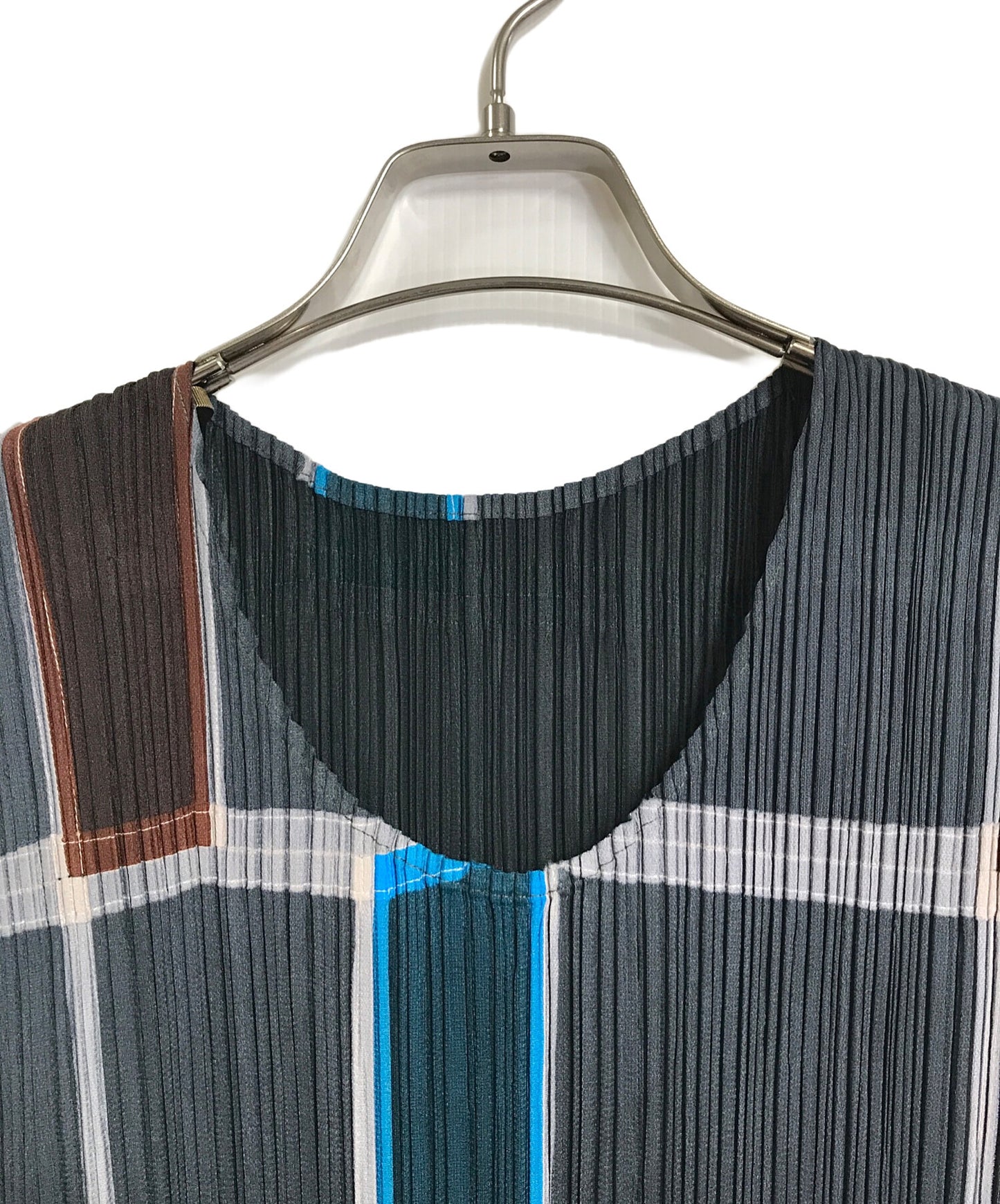 [Pre-owned] PLEATS PLEASE Block Check Pleated Sleeveless Cut & Sewn Multicolor Geometric Pattern Total Pattern Made in Japan 06 PP64JK541