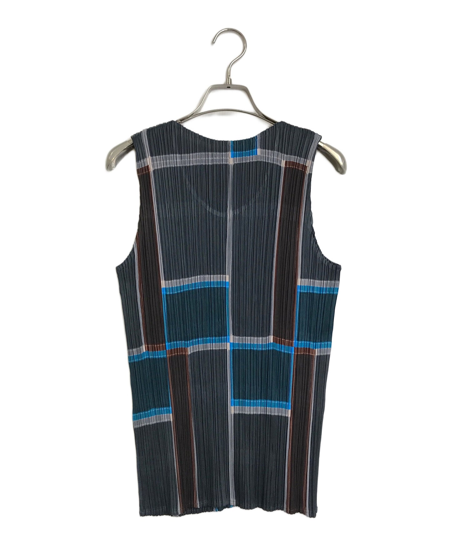 [Pre-owned] PLEATS PLEASE Block Check Pleated Sleeveless Cut & Sewn Multicolor Geometric Pattern Total Pattern Made in Japan 06 PP64JK541
