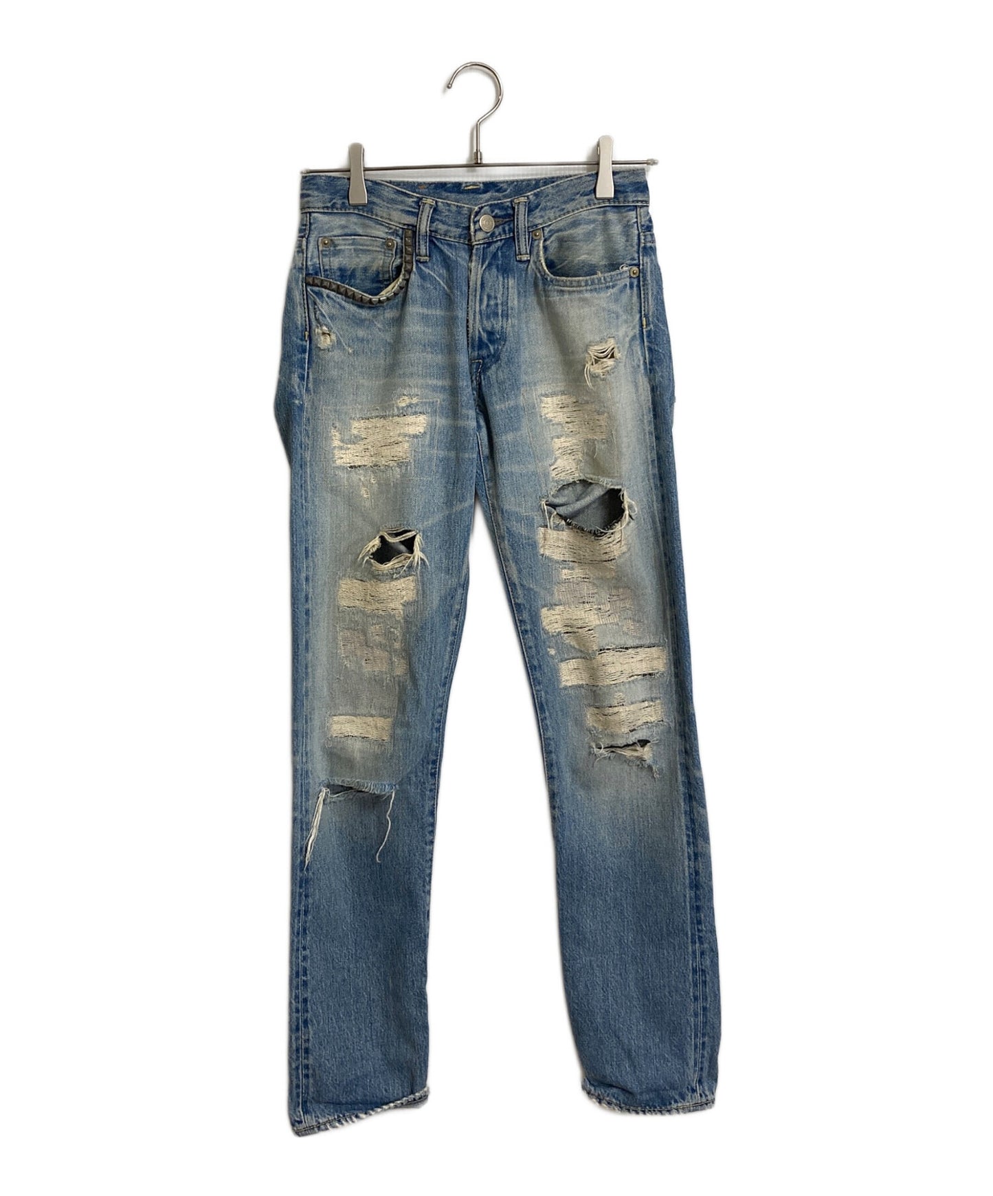 [Pre-owned] Hysteric Glamour Damaged studded denim pants 0193AP05