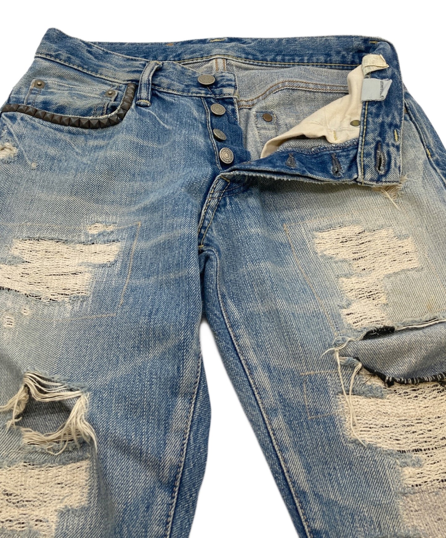 [Pre-owned] Hysteric Glamour Damaged studded denim pants 0193AP05