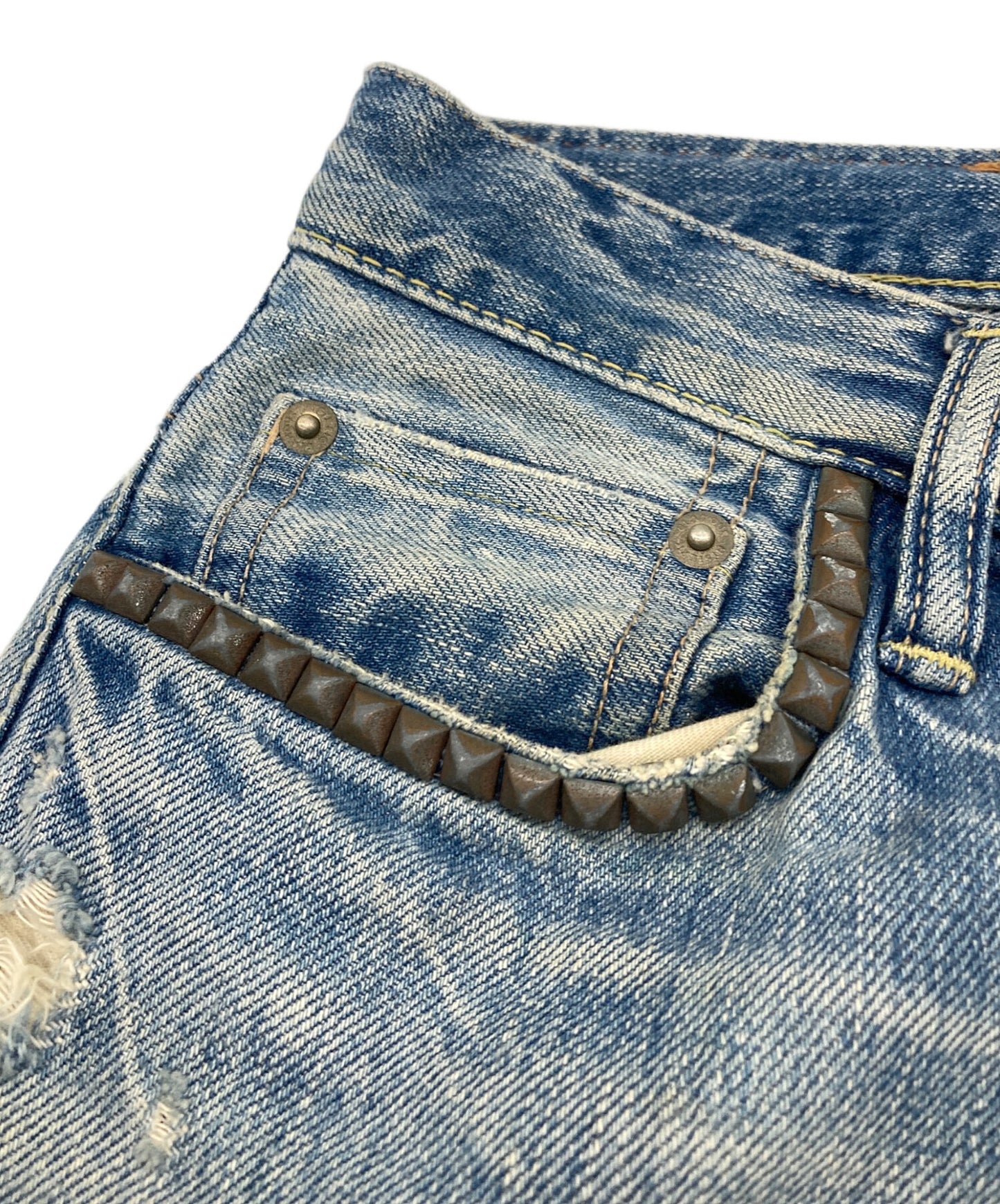 [Pre-owned] Hysteric Glamour Damaged studded denim pants 0193AP05