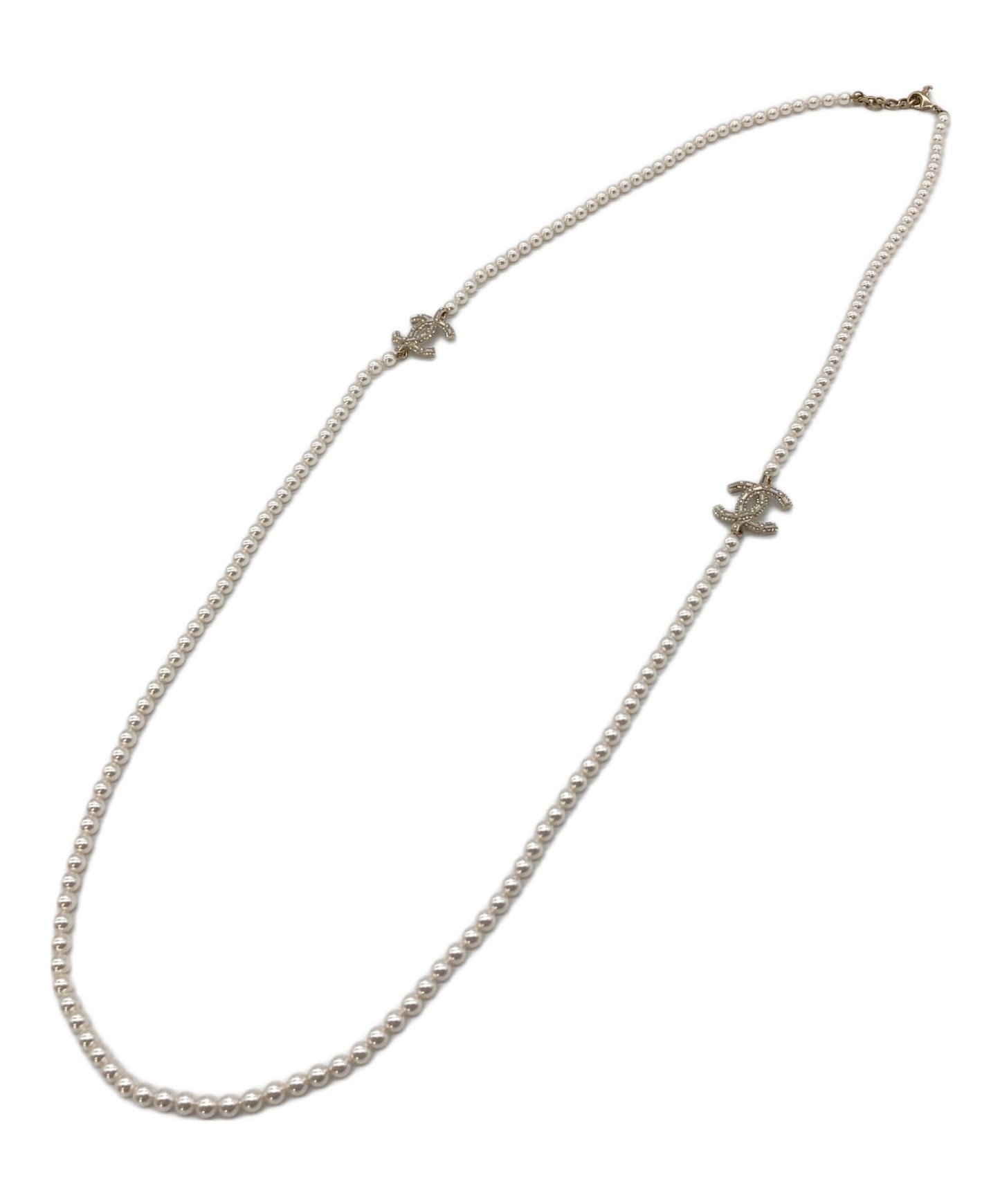 [Pre-owned] CHANEL Coco Mark Long Pearl Necklace
