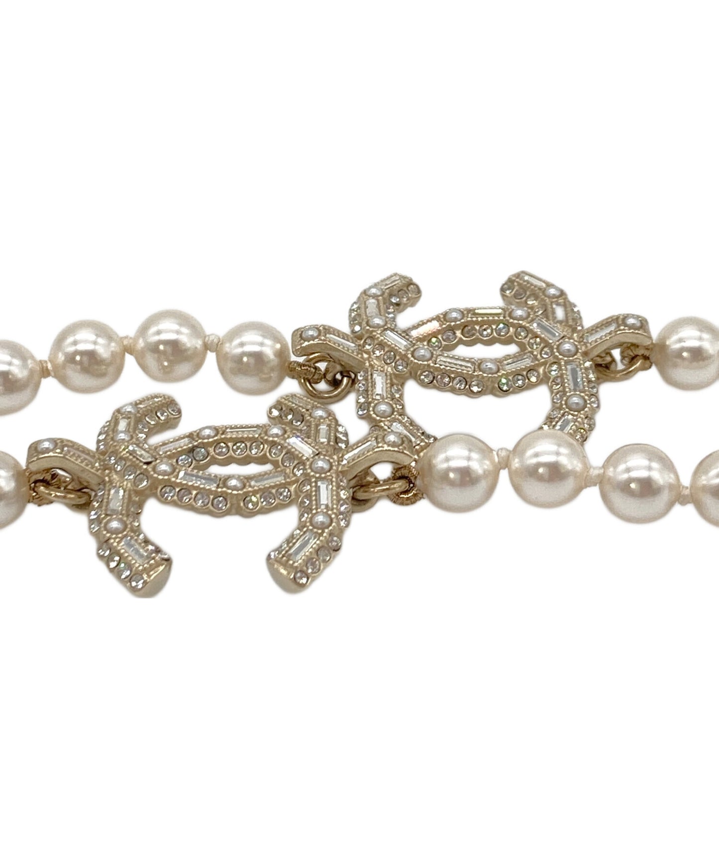 [Pre-owned] CHANEL Coco Mark Long Pearl Necklace