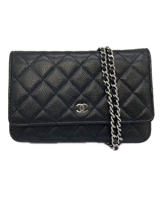[Pre-owned] CHANEL Caviar skin matrasse chain wallet shoulder bag
