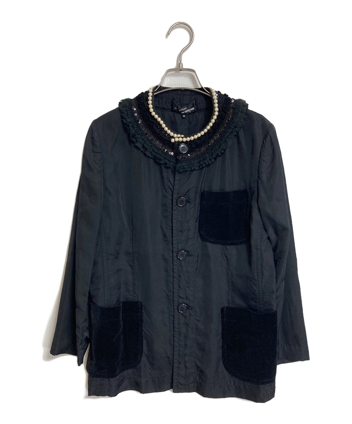 [Pre-owned] tricot COMME des GARCONS Pearl Bijoux Switched Jacket Collarless Jacket TR-J004