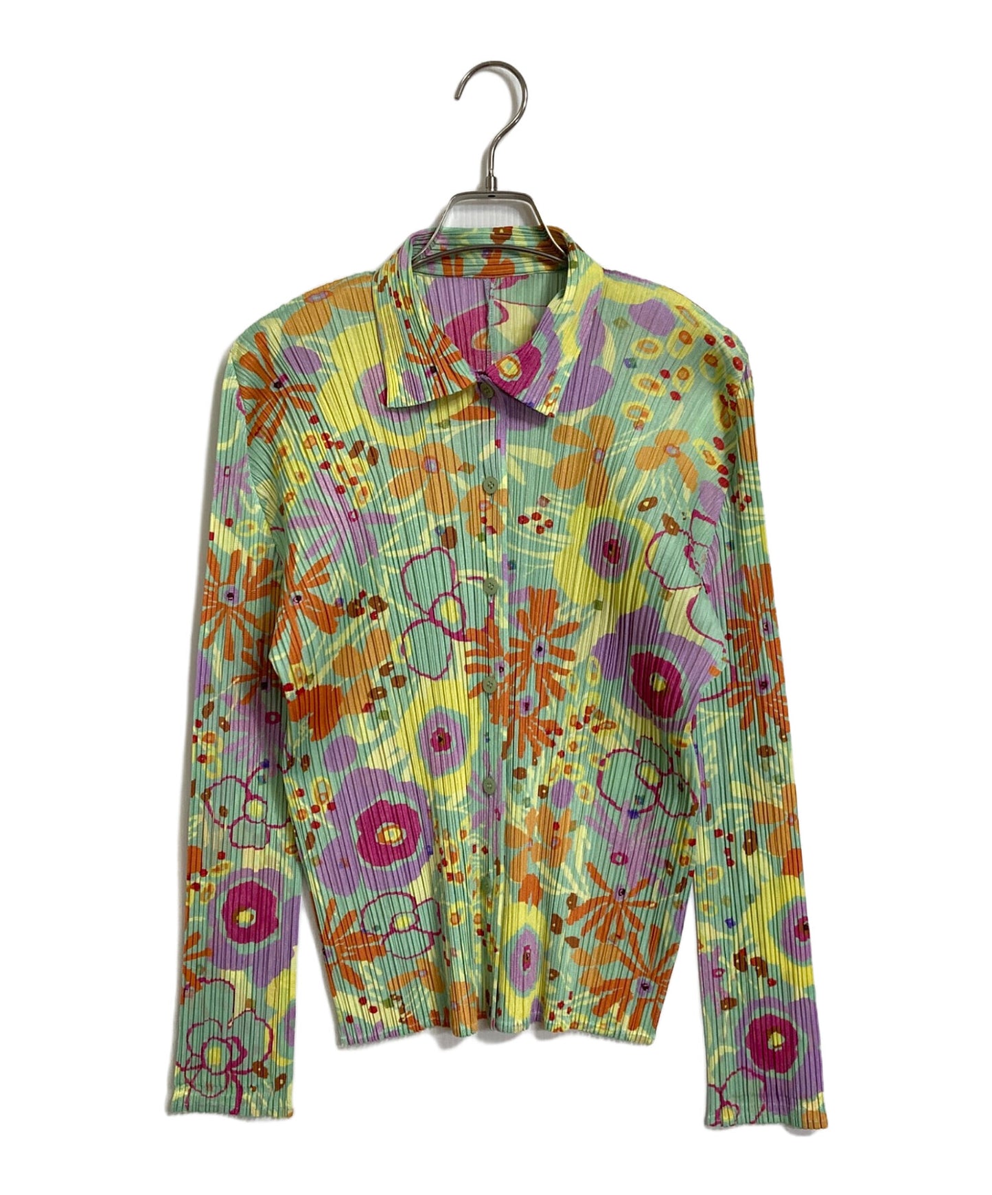 [Pre-owned] PLEATS PLEASE Pleated shirt with all-over floral pattern Spring 2015 PP51-JJ942